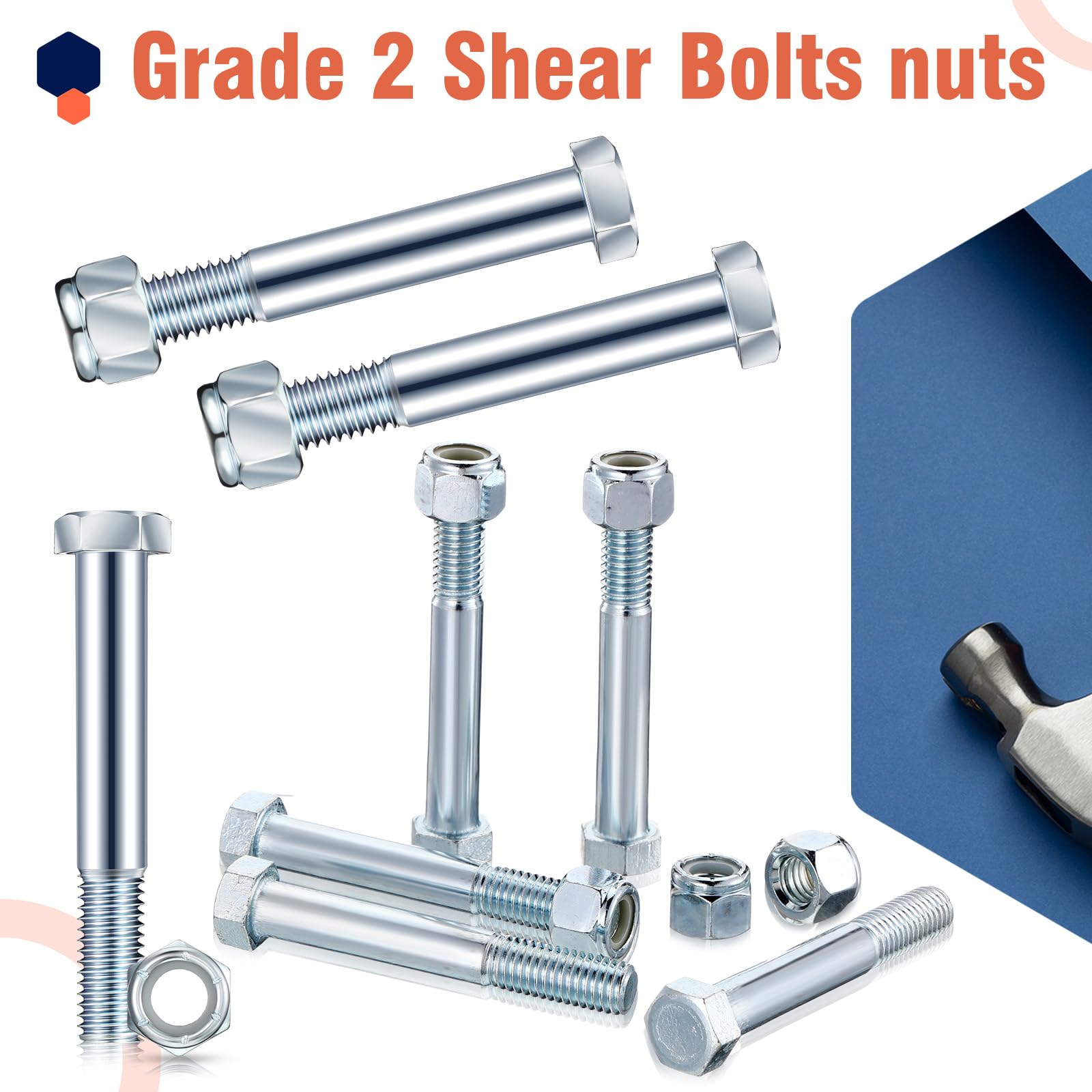 Blulu 5 Pack Grade 2 Shear Bolts for Rotary Cutters Bolts