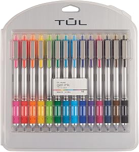 TUL Retractable Gel Pens, Bullet Point, 0.7 mm, Gray Barrel, Assorted Standard And Bright Ink Colors, Pack Of 14