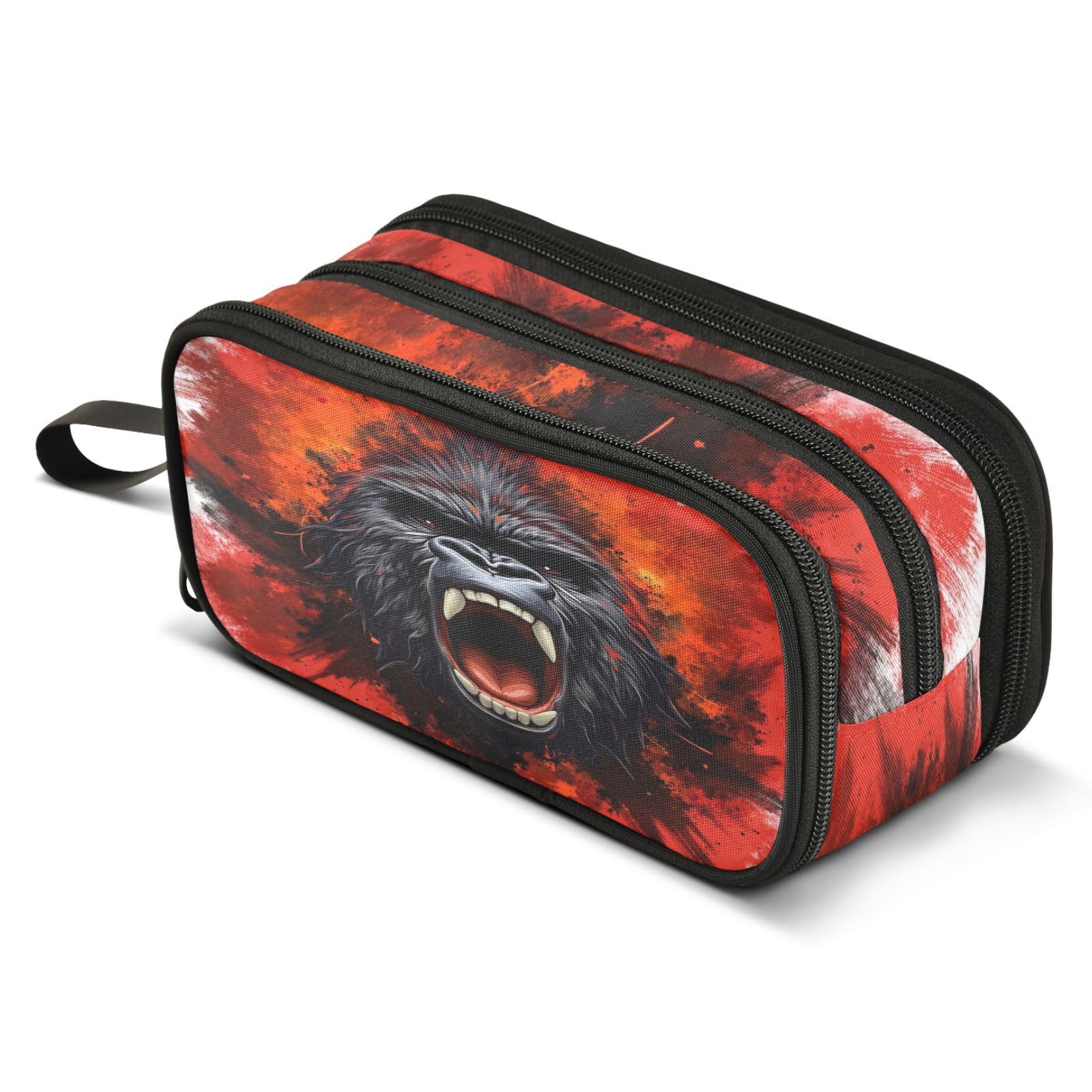 ALAZA King Kong Furious Pencil Case for Boys Girls Kids Pencil Pouch 3 Compartment Pen Bag Large Capacity Storage Pencil Holder School Students with Zipper
