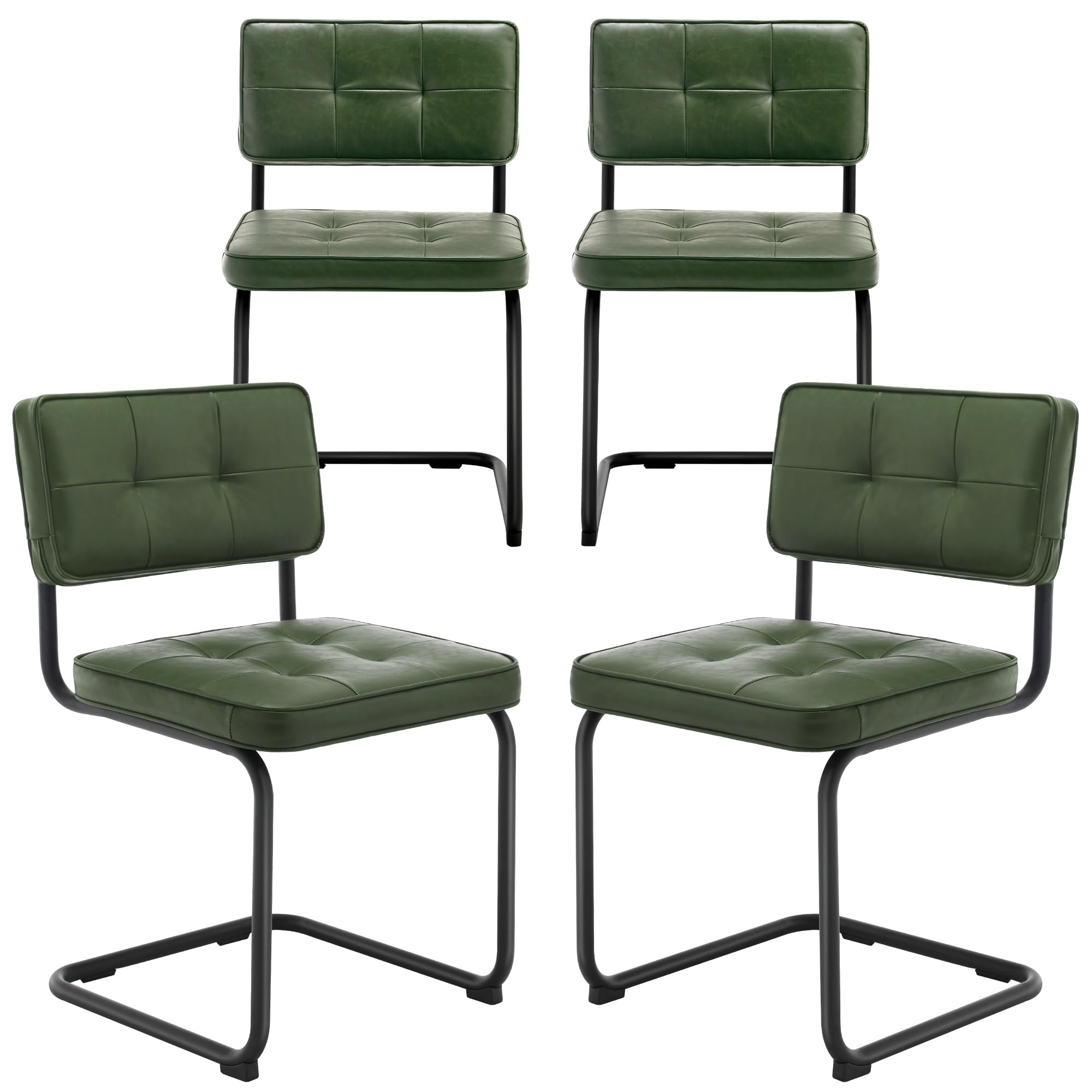 ONEVOGMid-Century Modern Dining Chairs, Kitchen Dining Room Chairs Set of 4, Upholstered Kitchen Chairs with Curved Back, Black Legs for Small Dining Area