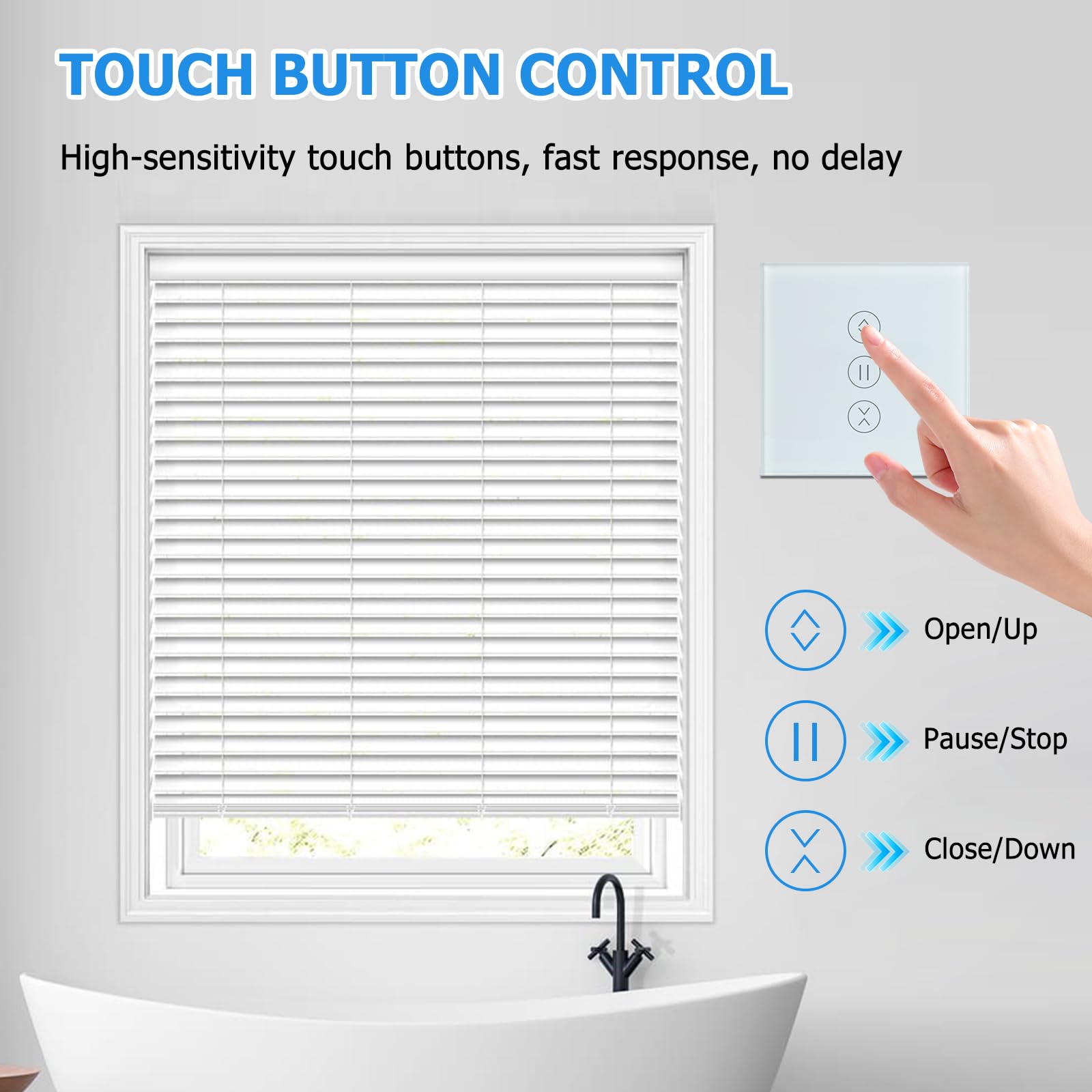 Interruptor Persiana WiFi, Alexa Interruptor Tactil de Persiana con Función Porcentual compatible con Alexa/Google/Siri, Smart Switch Curtain con Tuya & Smart life, Requiere Cable Neutro