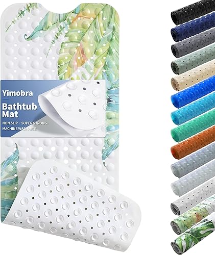 Miniatura 22 de Yimobra Tapete antideslizante para bañera de 40 x 16 pulgadas, ventosas superfuertes, tapete de ducha extra largo con agujeros de drenaje, lavable a