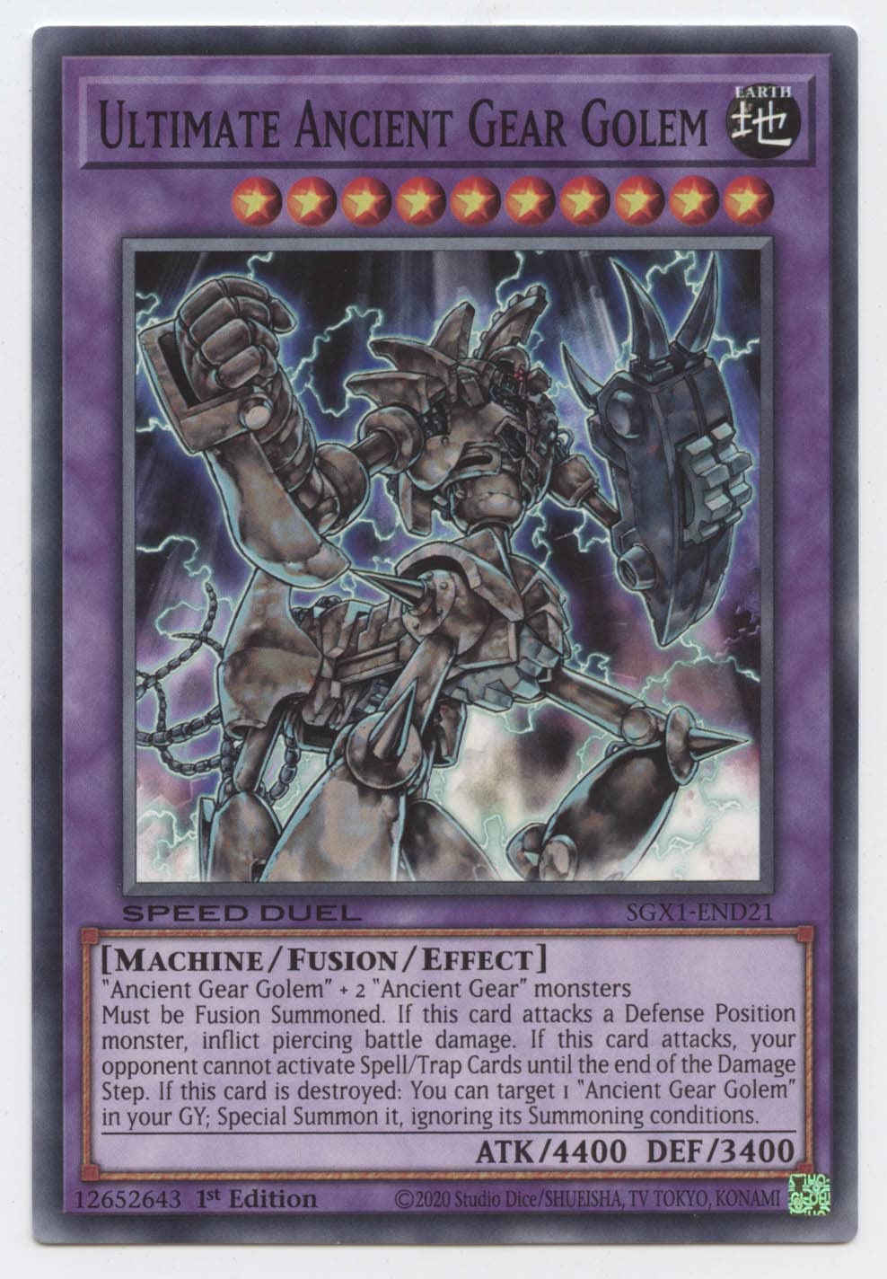 Amazon.com: Yu-Gi-Oh! Ultimate Ancient Gear Golem - SGX1-END21 - Common -  1st Edition : Toys & Games