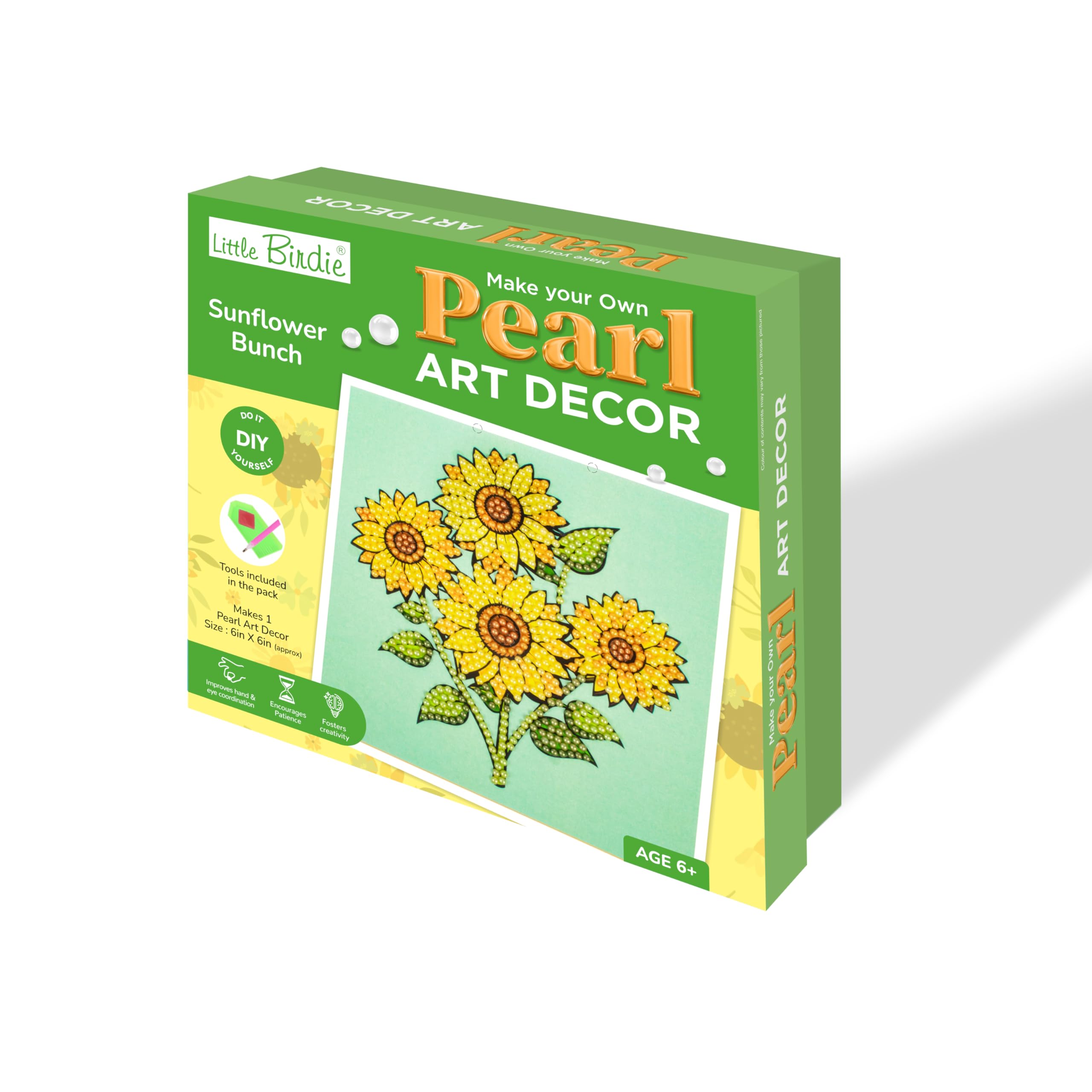 Little Birdie DIY Make Your Own Pearl Art Decor Kit Sunflower Bunch 1 Box - Image 2 thumbnail