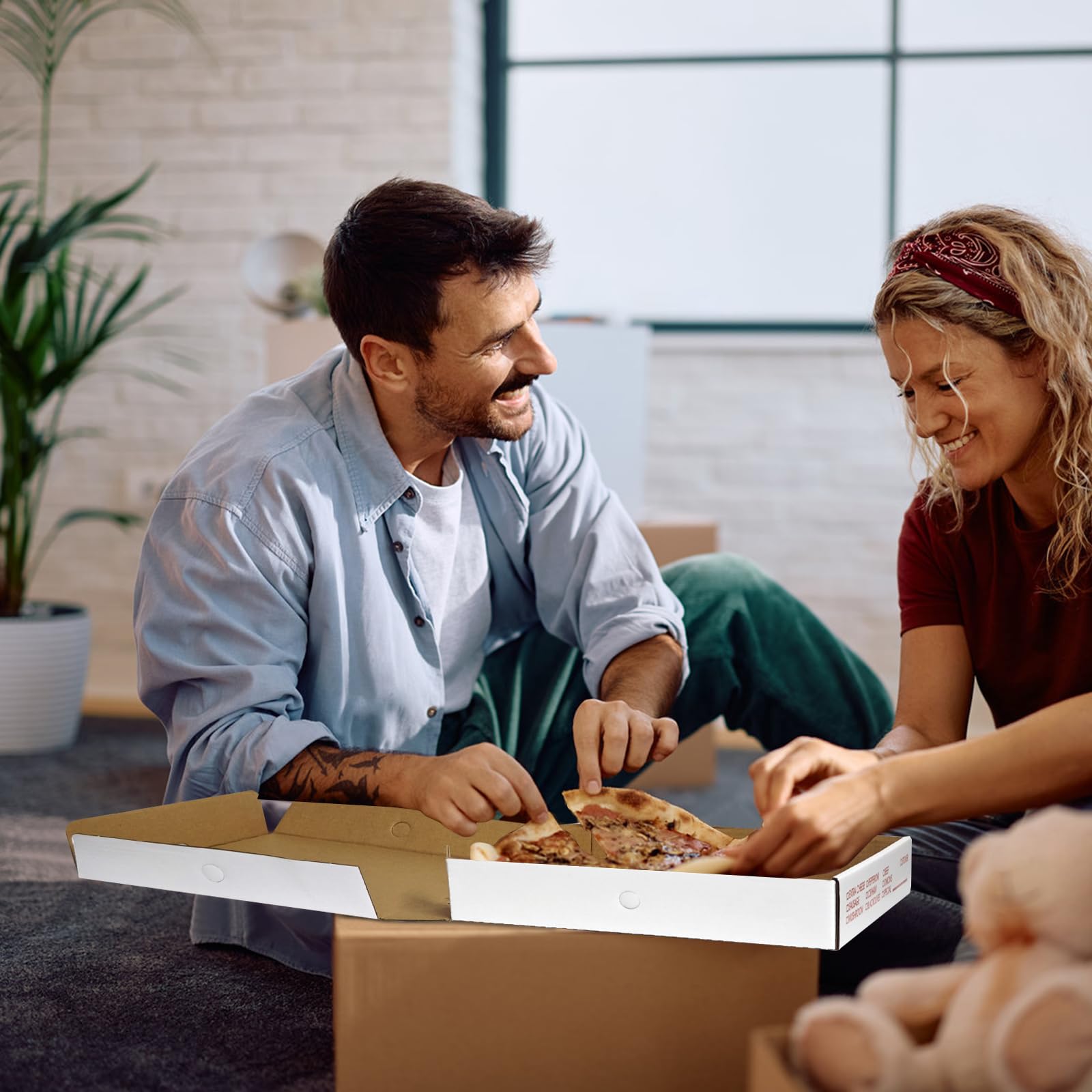 15 cajas de pizza corrugadas de papel kraft blanco de 8.4 x 8.4 x 1.7 pulgadas, cajas de almacenamiento ventiladas para llevar, adecuadas para cajas de pizza personales