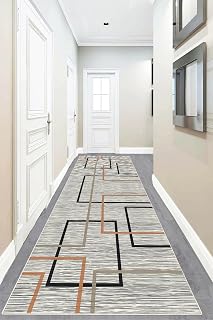 Pelangi Geometrik Desenli Renkli Dijital Baskı Yıkanabilir Kaymaz Taban Modern Salon Halısı ve Yolluk, Gri-Turuncu 100 x 150, 9555628111001507