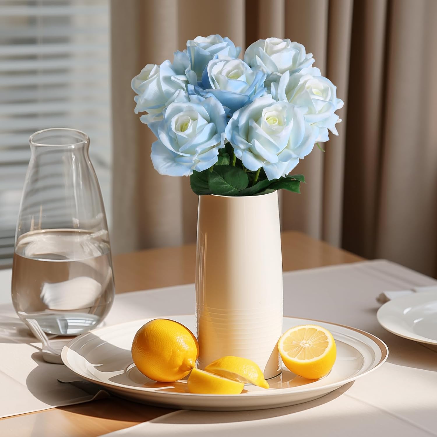 Eyamuno 7pcs Artificial Rose Fake Flowers Long Stem Fake Silk Real Touch Roses for DIY Wedding Party Table Centerpiece Home Decor - Image 6