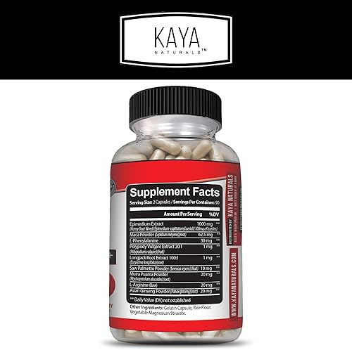 Miniatura 2 de Kaya Naturals Extracto de maleza de cabra cachonda, maca, complejo extra fuerte con ginseng de palma enana americana, suplemento de vitamina