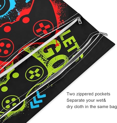 Miniatura 3 de Joystick - Bolsa para niños y niñas, paquete de 2 bolsas para pañales de tela, impermeable, reutilizable, para artículos de bebé sucios o ropa húmeda