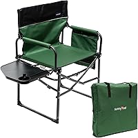 Vista 27 de SUNNYFEEL Silla de directores de camping, resistente, silla plegable portátil de gran tamaño con mesa auxiliar, bolsillo para playa, pesca, viaje