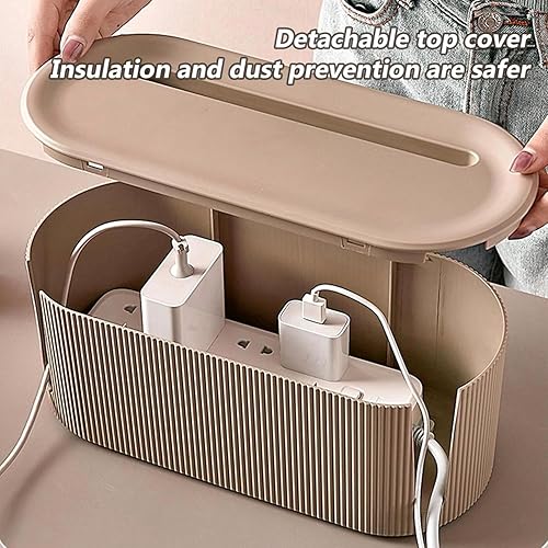 Miniatura 4 de Caja de organización de cables, organizador de cables de escritorio con cubierta de ranura, caja oculta de cables de plástico, organizador de caja