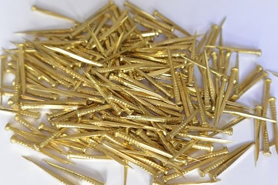 Solid Brass Nails Tacks for Shoes Boots Leather Heels Soles Repairs Replace 2 oz (Bulldog Clinching Nails 6/8)