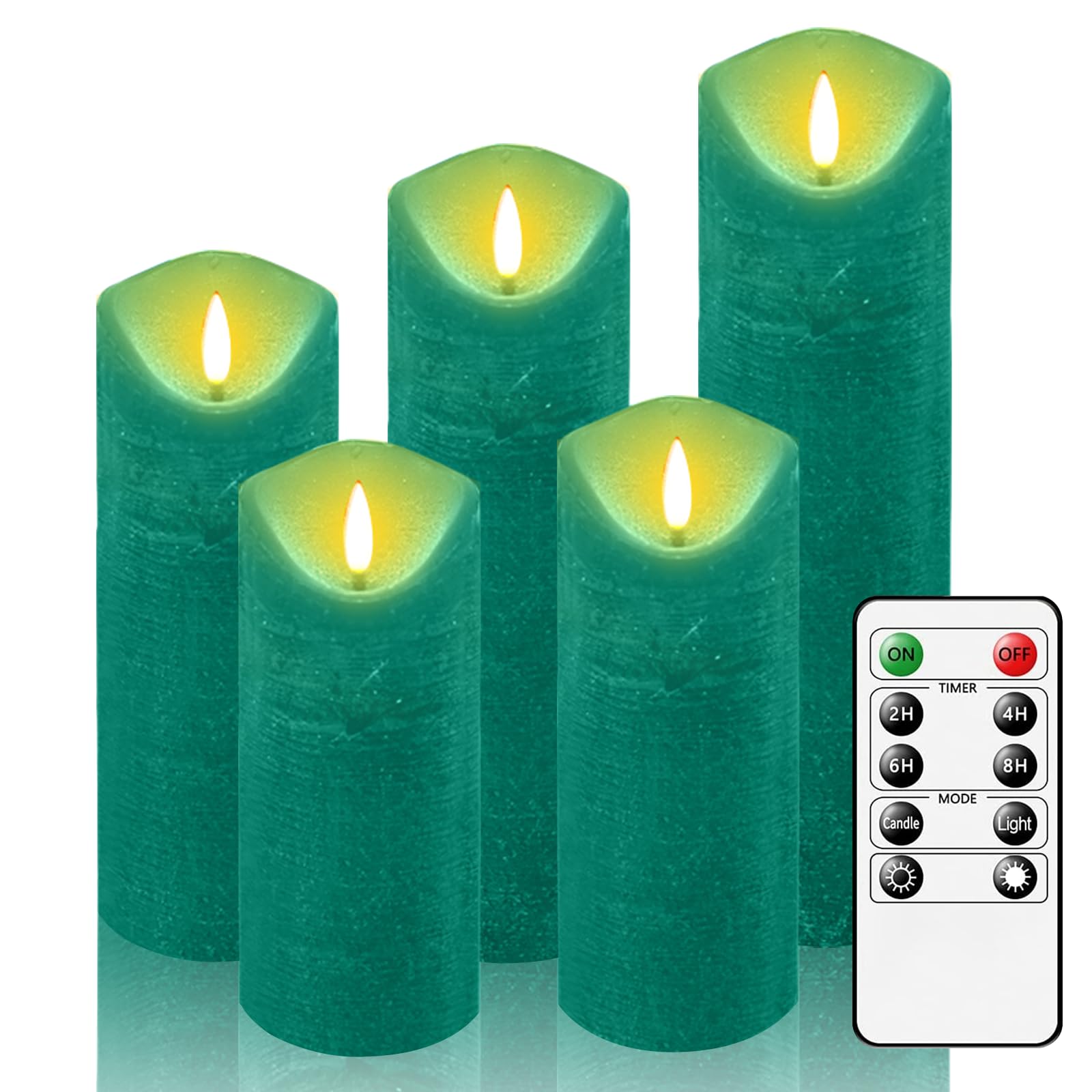 AiiBowy LED Candles [Set of 5] Flameless Candle Battery Candles, 24 Hour Timer Function with Remote Control, LED Taper Candles for Home Decoration, Christmas, Birthday, Party (Green) — image 1