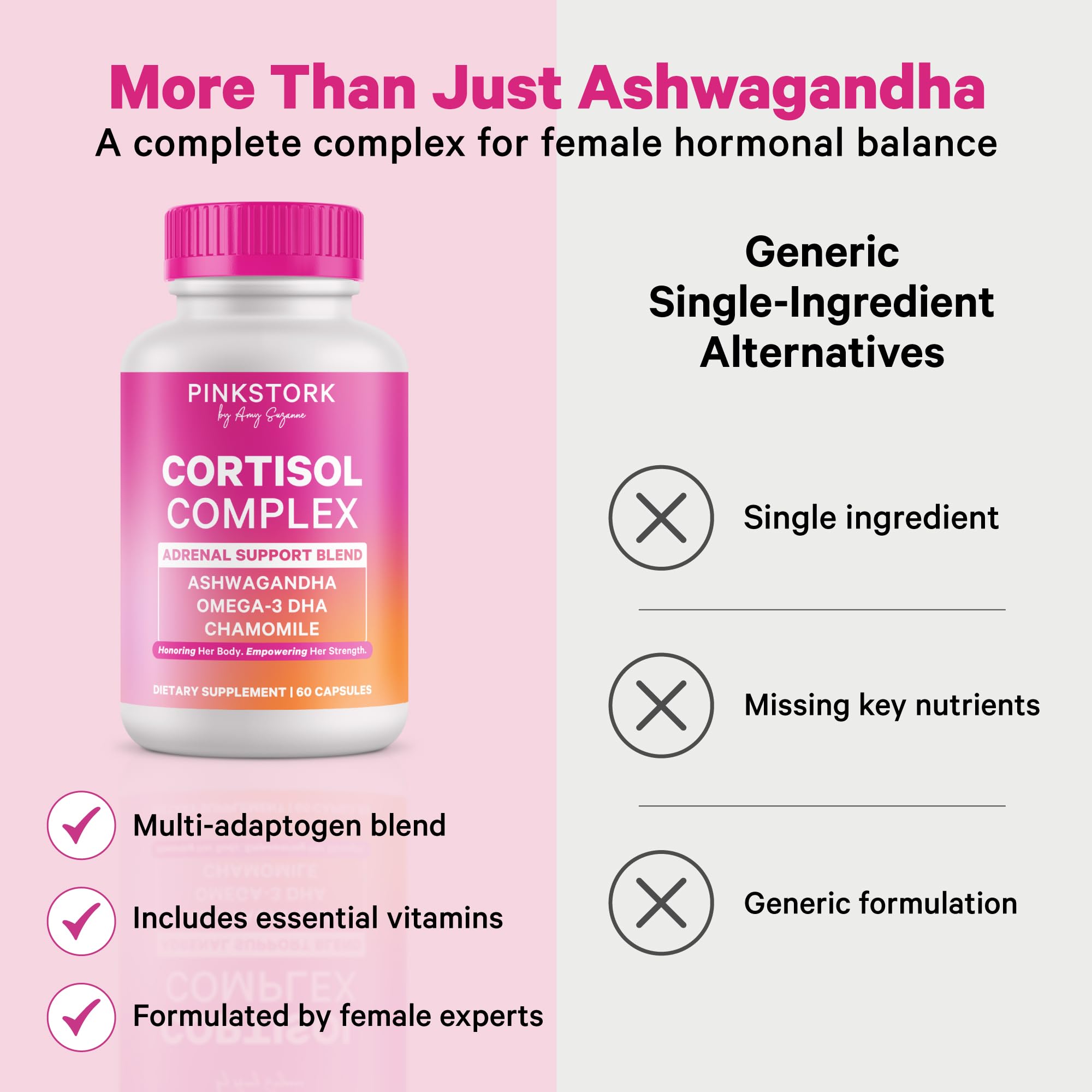 Pink Stork Cortisol Supplements for Women | Stress Support Complex | 60 ct — Amazon image 4