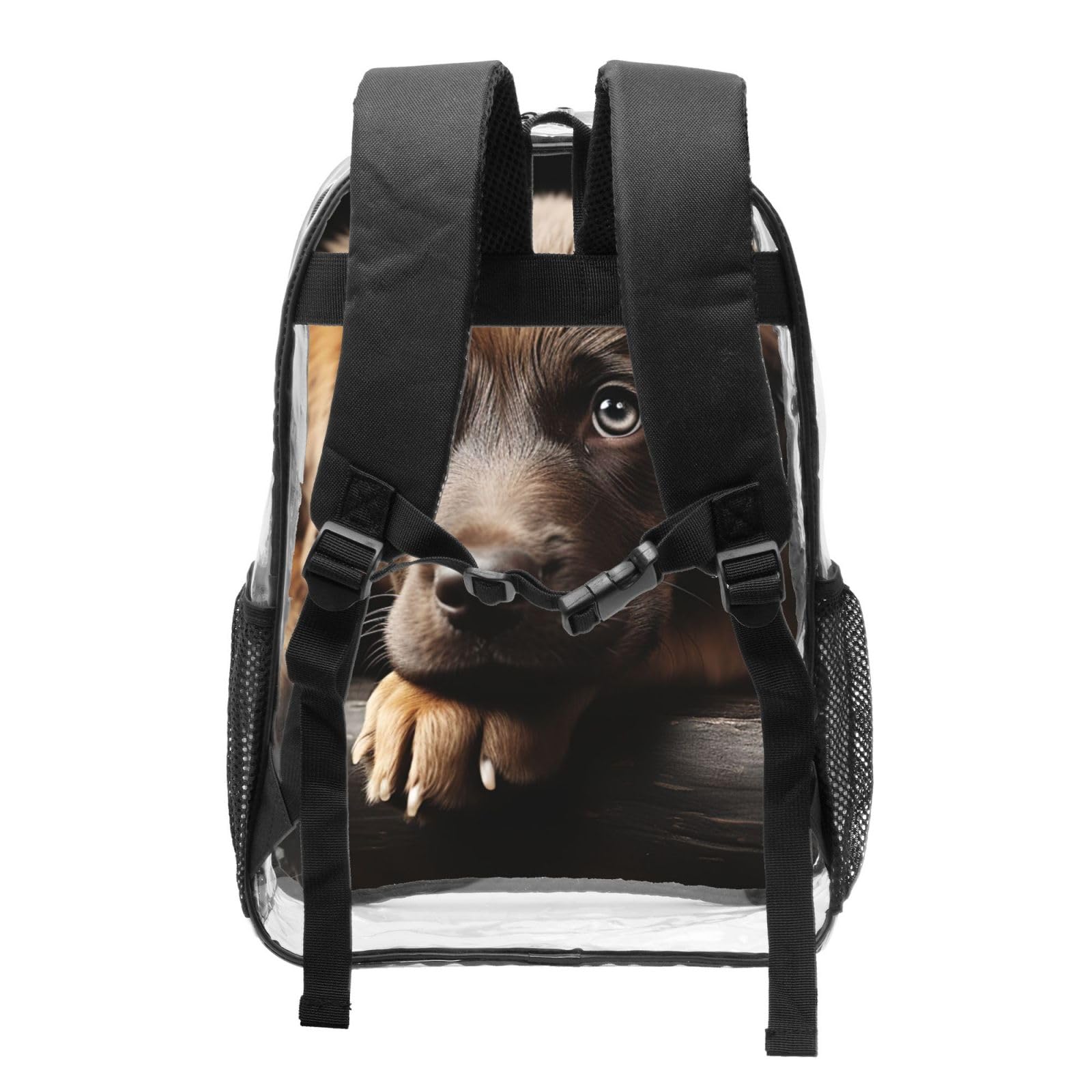 Puppies Dog Clear Backpack Heavy Duty PVC Transparent Backpacks Large See Through Bag for Work Travel