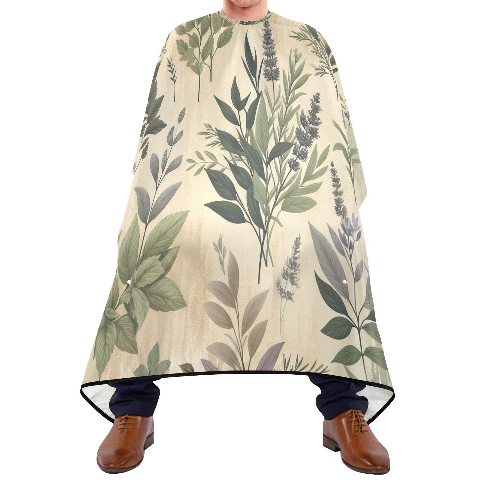 Kigai Vintage Plants Hair Cutting Cape for Men & Women Waterproof Barber Cape Professional Hairdressing Salon Styling Apron with Adjustable Closure Snap