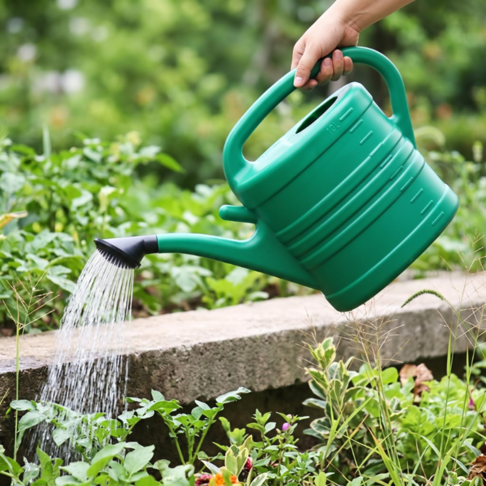 Gralara Regadera con Roseta Ergonómica Regadera Plástico Resisn Jardinería para Jardineros, Balcón, 10L Capacity