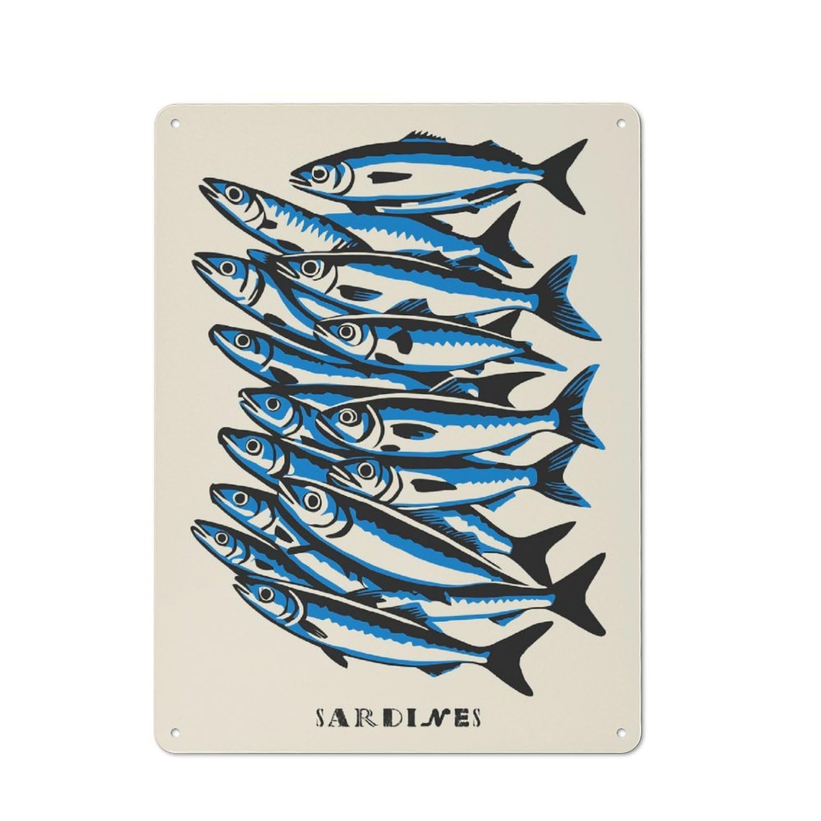 Metal Sign 40x30cm with Retro Sardines Art for Hallway Wall, Retro Decor, Gift for Hallway Decor Lovers during The Christmas Season