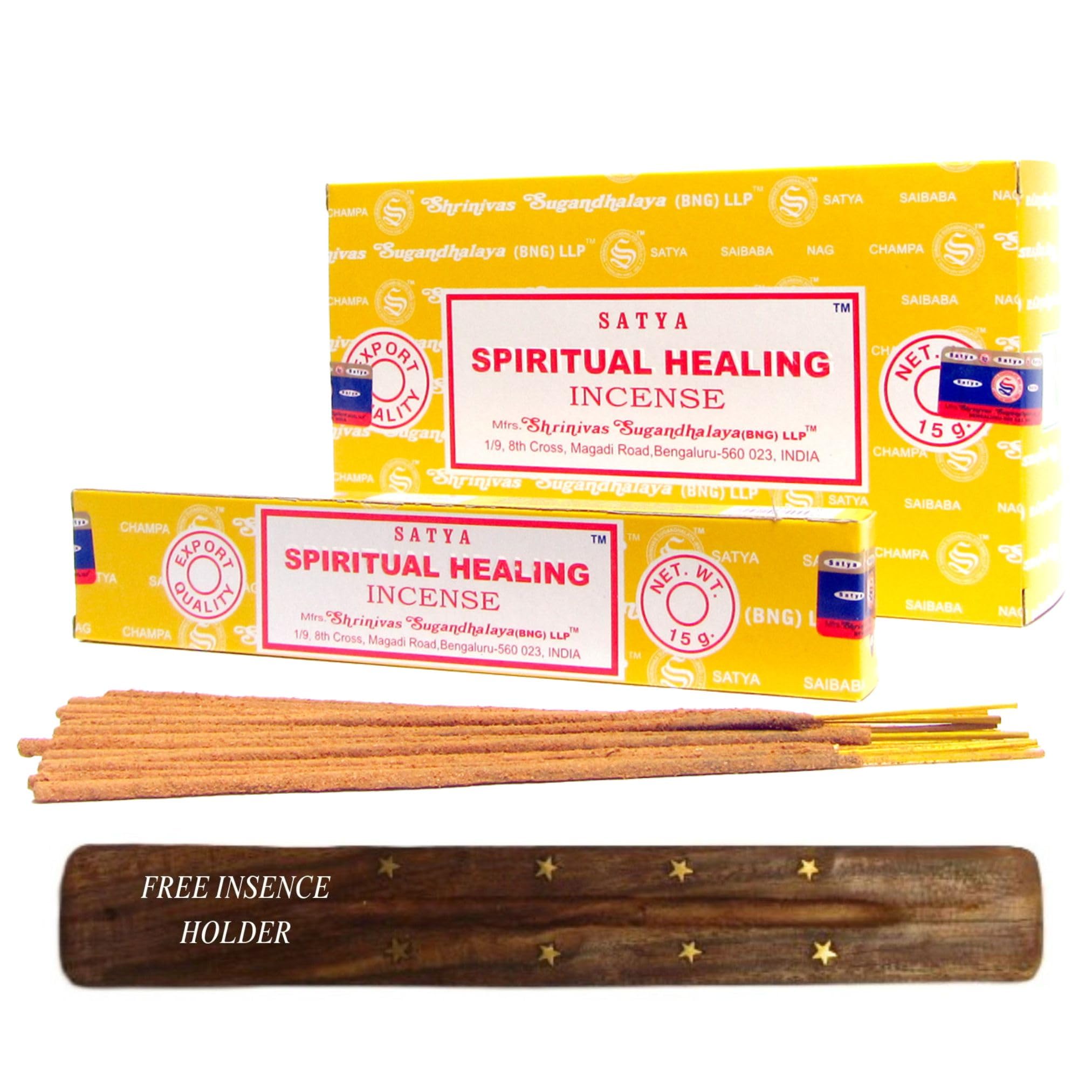 Original Satya Nag Champa Incense Sticks Full Box 12pack for Aromatherapy, Spa, Yoga, Meditation, Healing, Positivity and Relaxation Free Incense Holder (Spiritual Healing)
