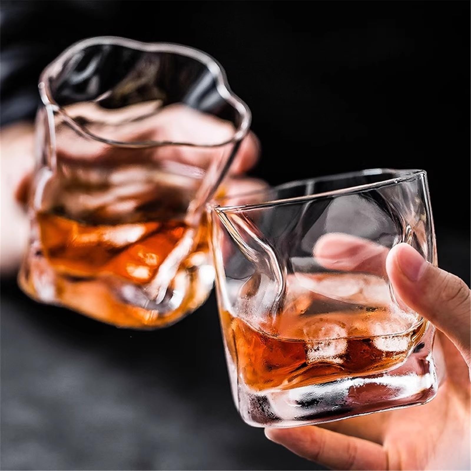 Unregelmäßige gedrehte Whiskygläser, 10,5 oz, schwerer Kristallbecher for Cocktails, Saft