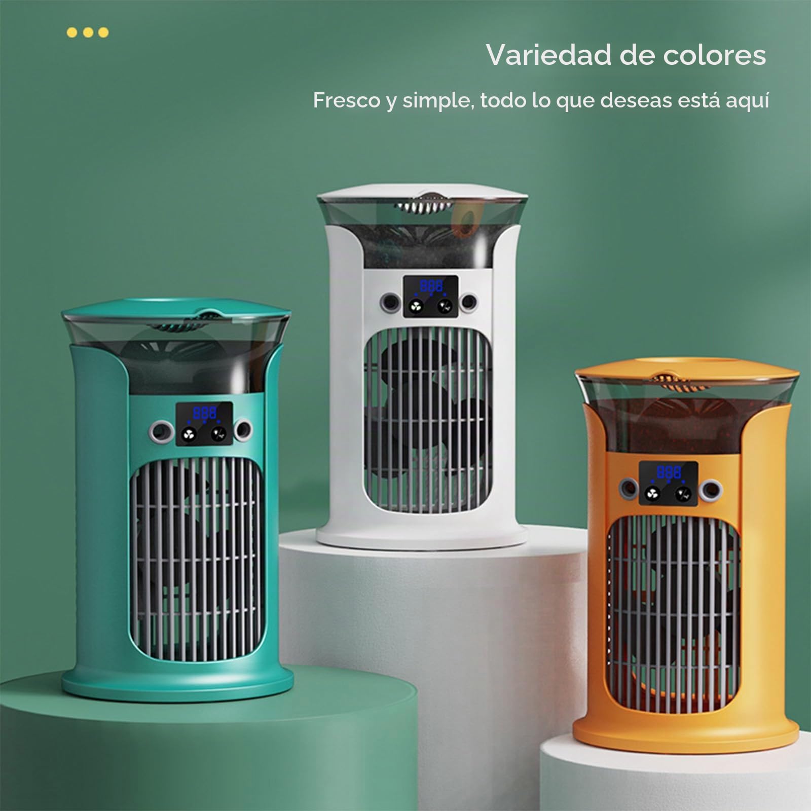 Enfriador de Aire Silencioso Evaporativo, Refrigeración por Bruma Fría, 3 Velocidades de Ventilación, Tanque de Agua de 880ml, Sin Tubo de Escape, Para Habitación, Oficina, Camping (Blanco)