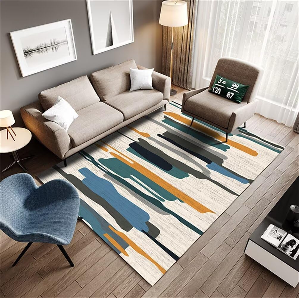 Tapis bureau sol au style géométrique abstrait pour une chambre adulte moderne