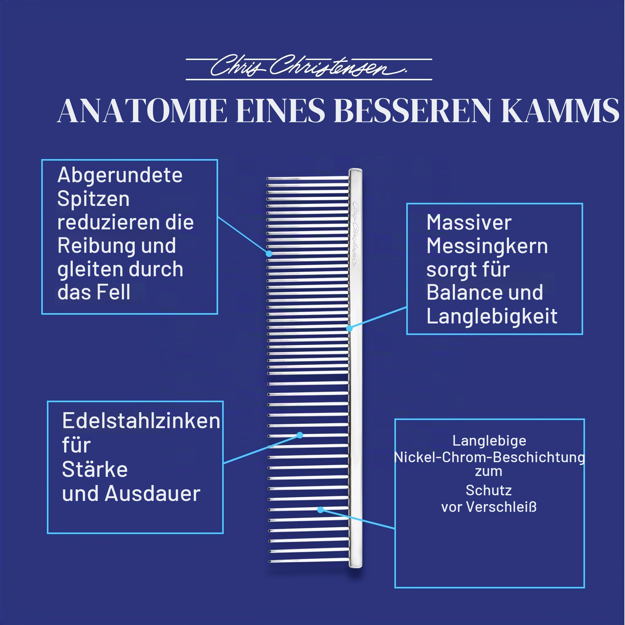 Chris Christensen 005 lang Zahn feine/grobe buttercomb