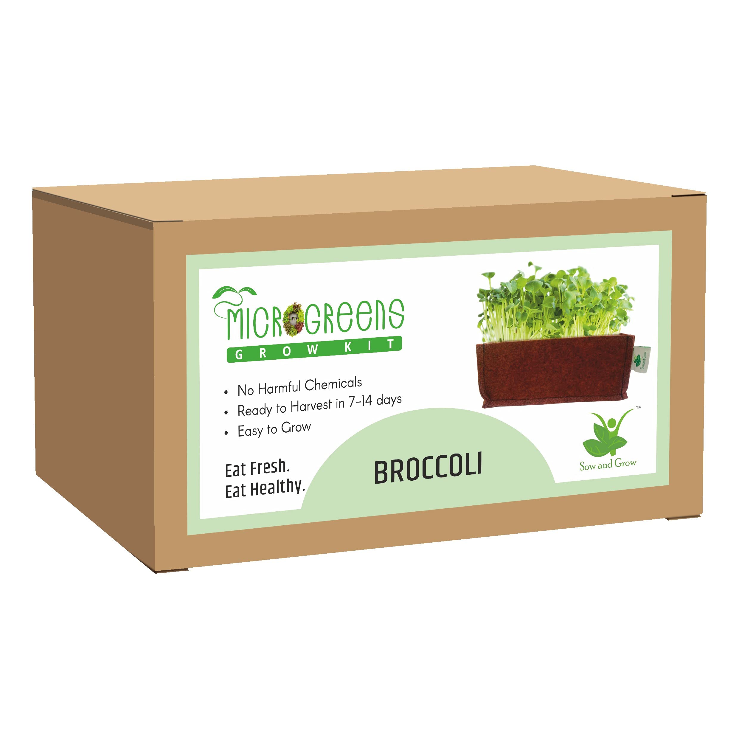 Sow and GrowMicrogreens Grow Kit: Broccoli 30 Grams || Easy to Use Kit for Beginner Gardeners || Gardening Set to Grow at Home