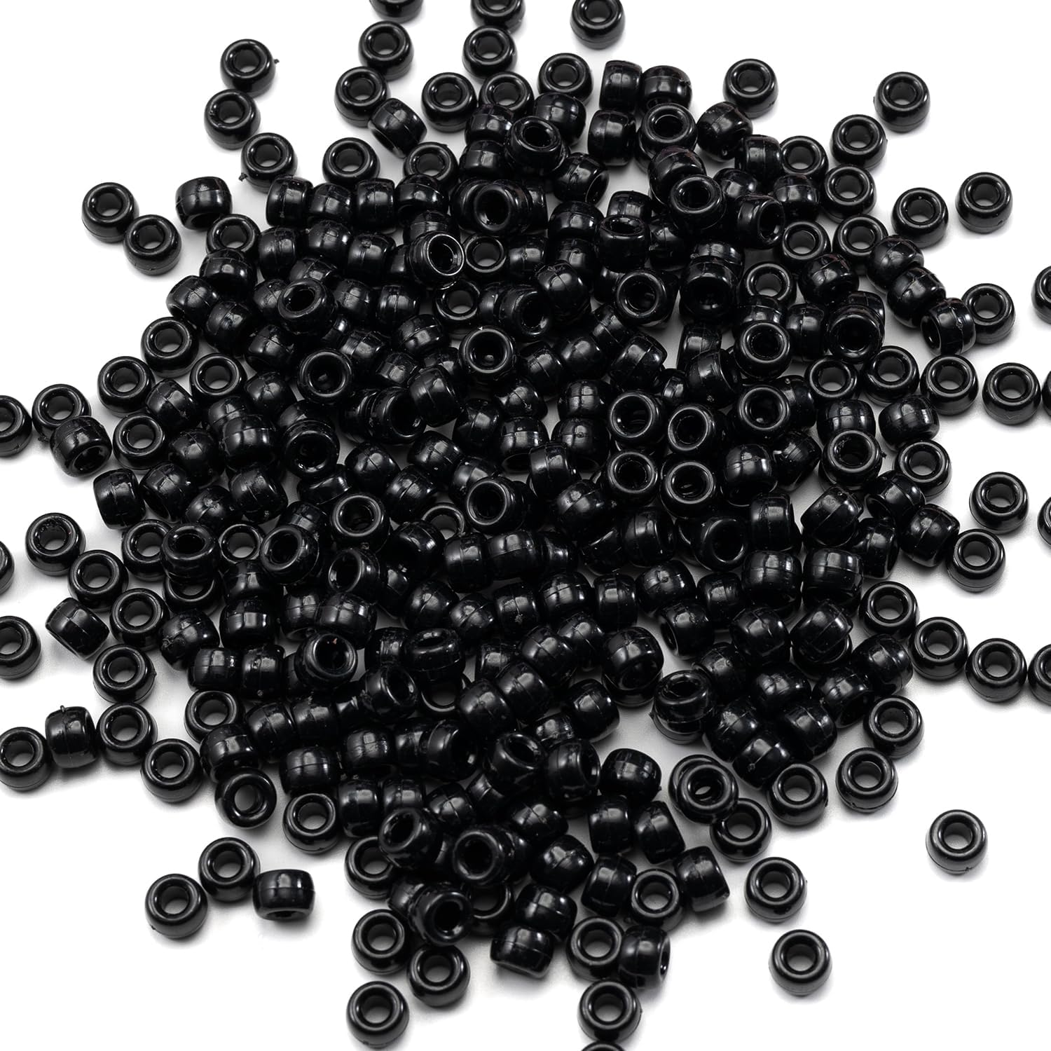 Gxueshan 1000pcs Acrylic Black Pony Beads 6x9mm Big Hole Pen Hair Candy Beads Bulk Friendship Bracelet Necklace Jewelry Making Earrings Braided Kit