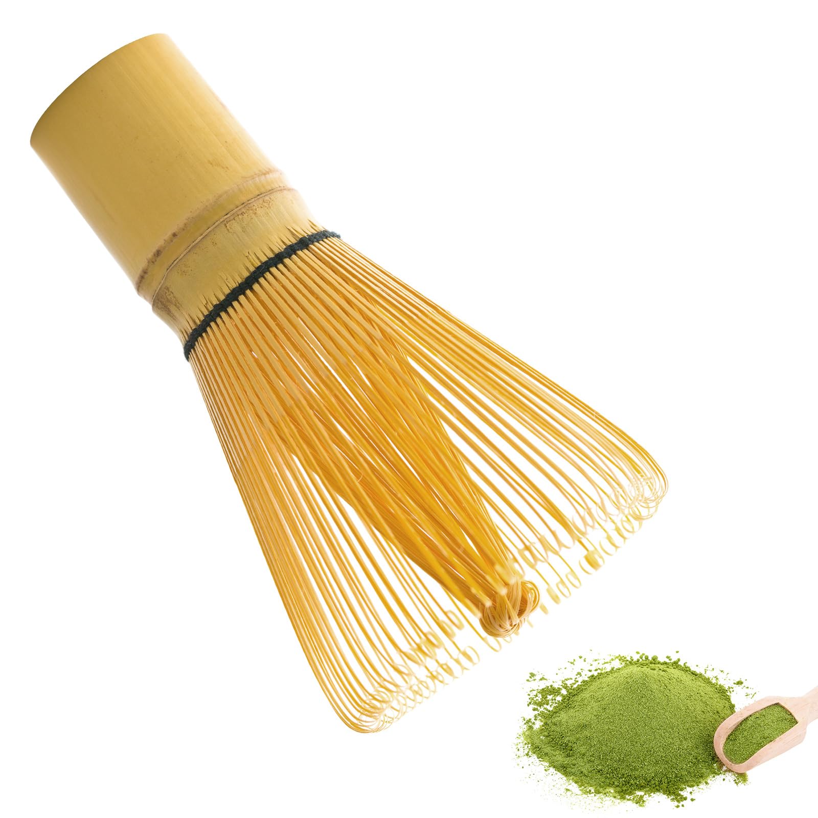 Trzepaczka do herbaty Matcha Chasen z naturalnego bambusa, częściowo ręcznie wykonana, do przygotowywania i mieszania zielonej herbaty Matcha, w kolorze złotym