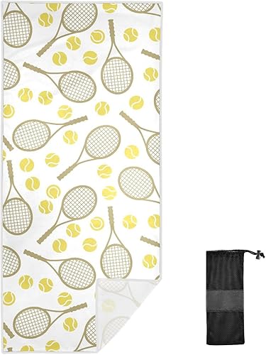 Miniatura 2 de SPRIPORT Pelotas de tenis deportivas, iconos, toalla de playa gruesa de gran tamaño para adultos, secado rápido, toalla de viaje de alta absorción