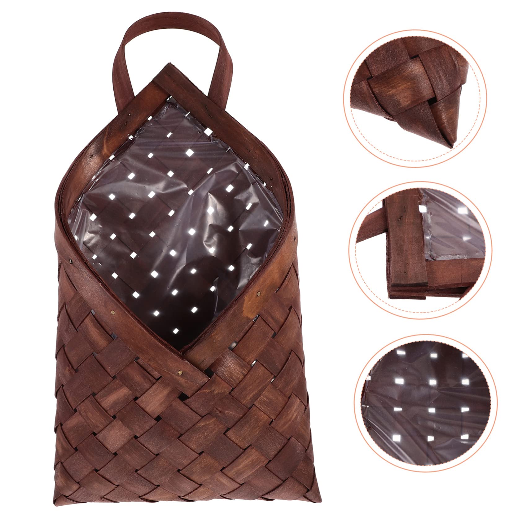 STOBAZA Wooden Wall Flower Basket Wooden Decorate Vintage Coffee