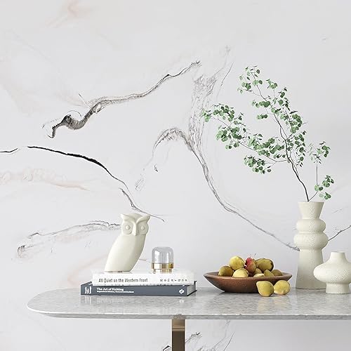 Miniatura 5 de VEELIKE Papel de contacto de mármol rosa y blanco impermeable para encimeras, papel de contacto de mármol blanco autoadhesivo para encimera de