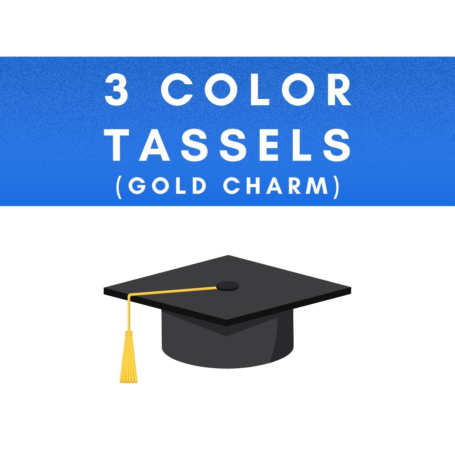 Class Act Graduation Graduation Tassel - Gold Charm - 3 Color, 2025, Blue/Red/White