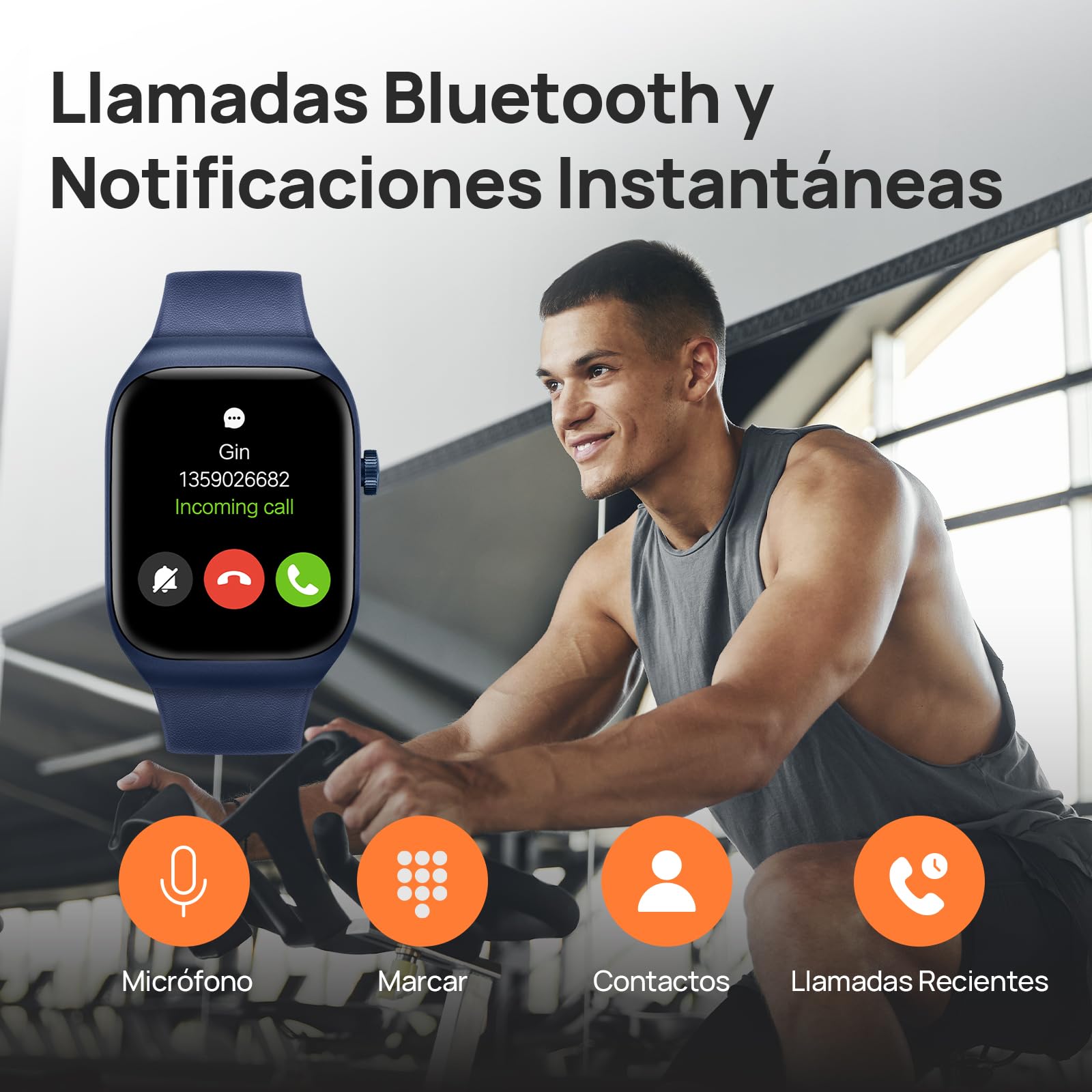 Mibro T2 Reloj Inteligente Hombre Mujer con Llamadas Bluetooth, GPS, Azul | Pantalla AMOLED HD de 1,75'', altímetro, barómetro, Smartwatch Elegante para iOS y Android
