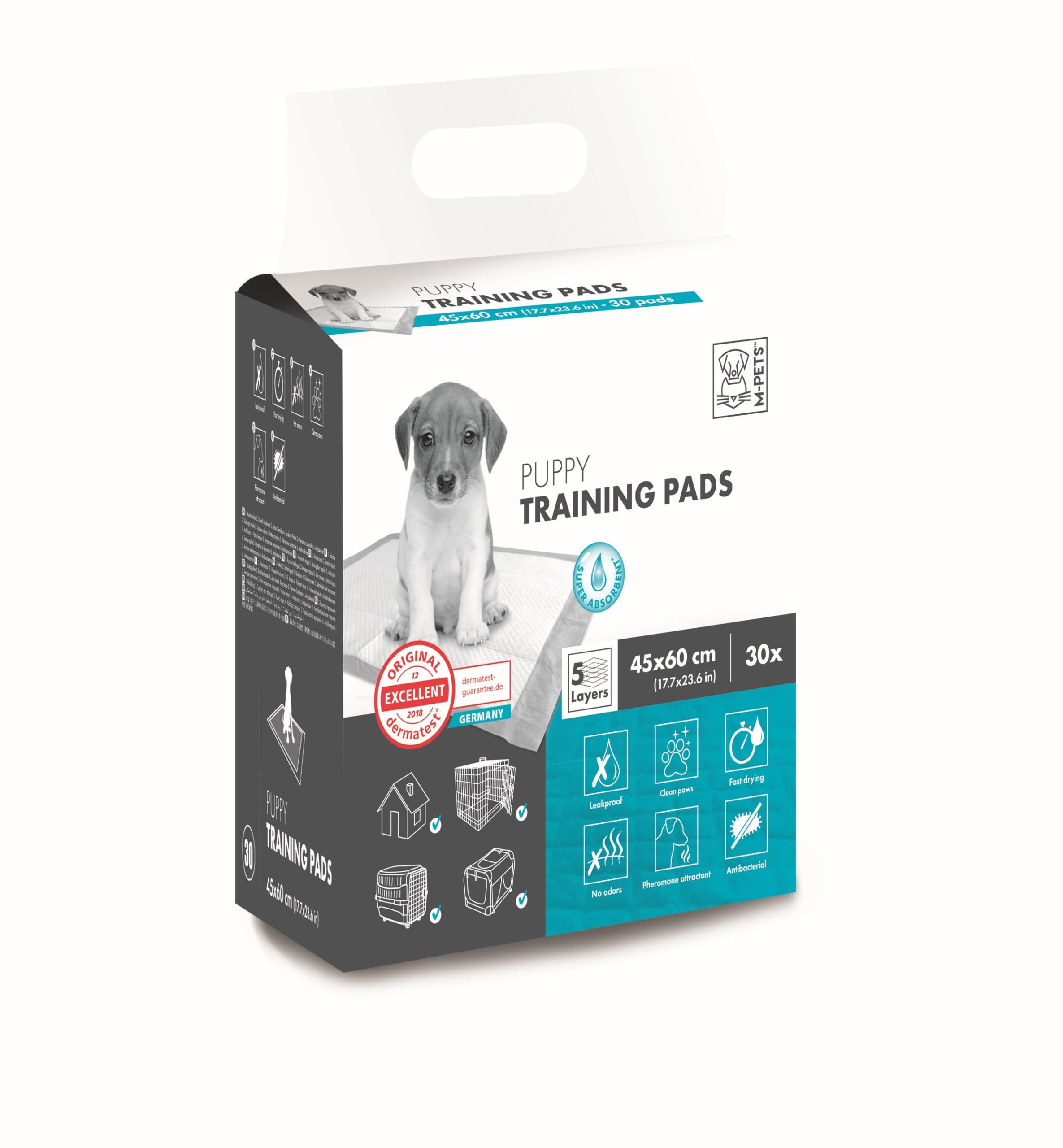 M-PETS Puppy Training Pads, Super Absorbent, Leak-Proof, Odour Control & Quick Dry for Effective Potty Training, 4-Layer Construction, Suitable for Puppies, Senior Dogs - 45x60cm (Pack of 30)-image-37