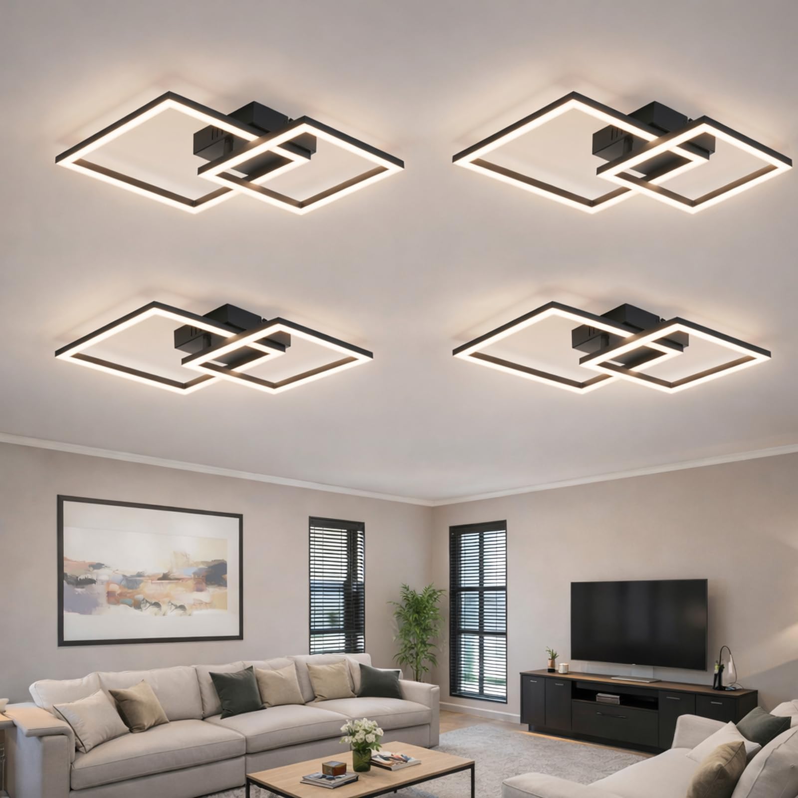 Homefire Deckenleuchte LED Deckenlampe Küche 4ER 20W Schlafzimmerlampe