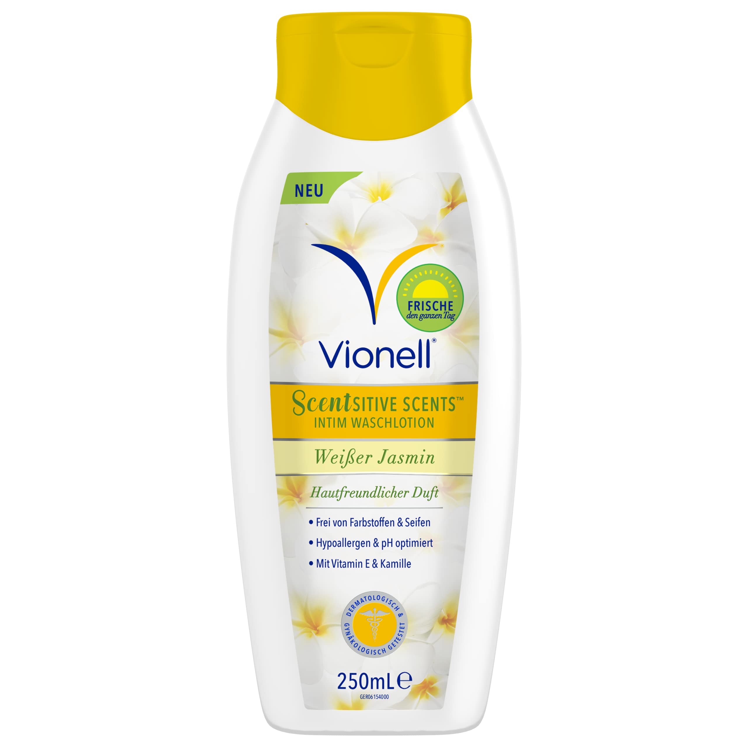 Vionell Scentsitive Scents Daily Feminine balsam do mycia intymnego, do skóry wrażliwej, z witaminą E i rumiankiem, całodzienna świeżość, hipoalergiczny, biały zapach jaśminu, świeżość przez cały
