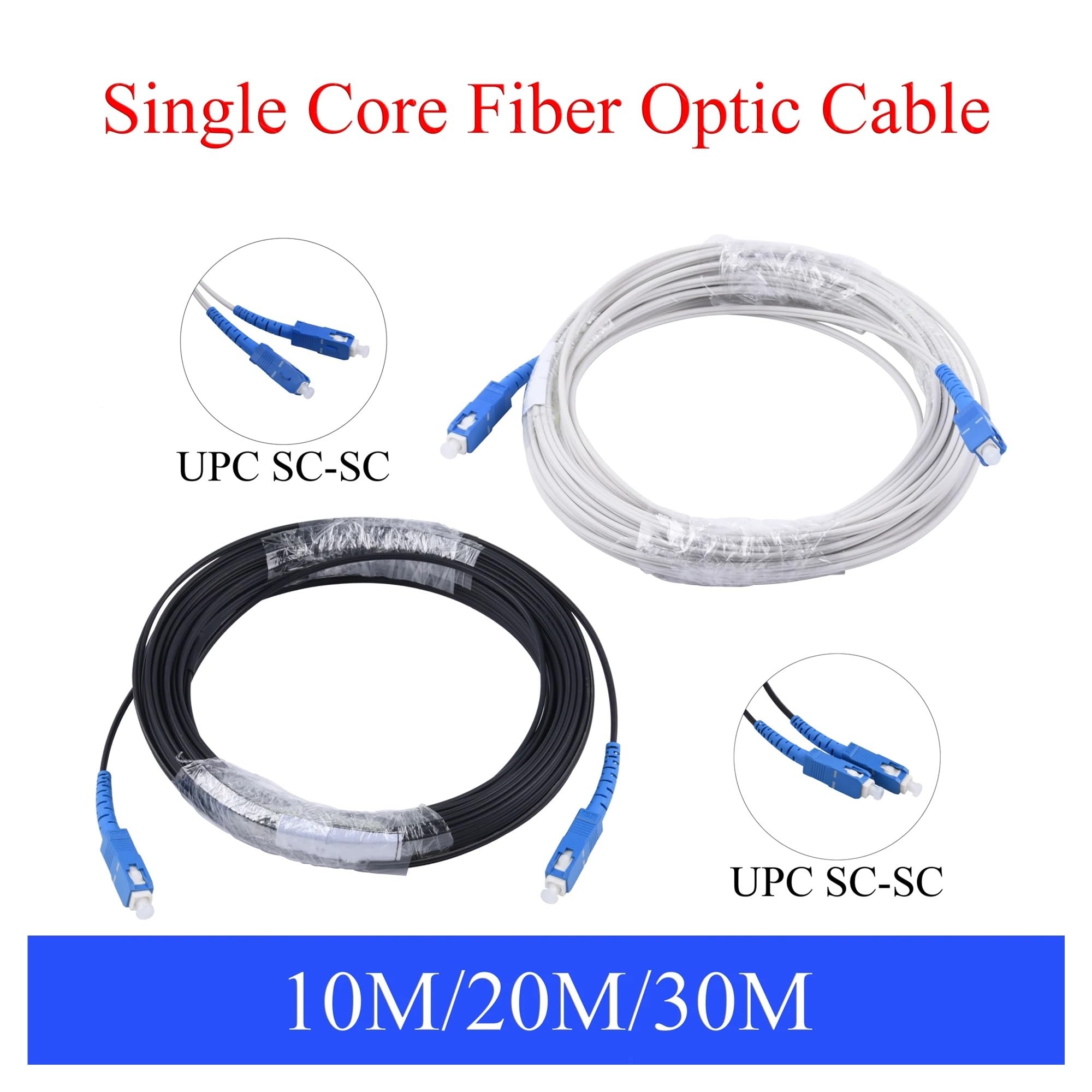 Cordon de brassage en Fiber SC vers SC UPC Simplex SM, 10-30M, intérieur et extérieur(Indoor 30M)