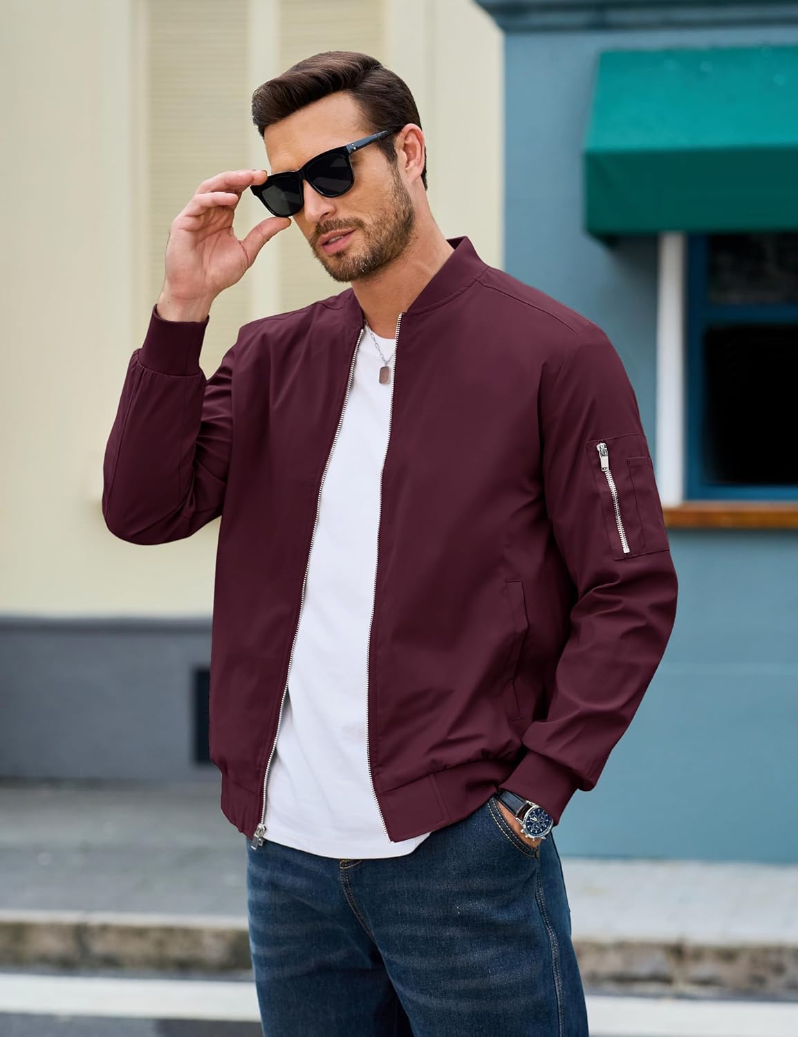 MAGCOMSEN Men's Jacket Lightweight Windbreaker Bomber Jacket Windproof Casual Jacket Zip Up Coats Outwear with 5 Pockets - Image 2