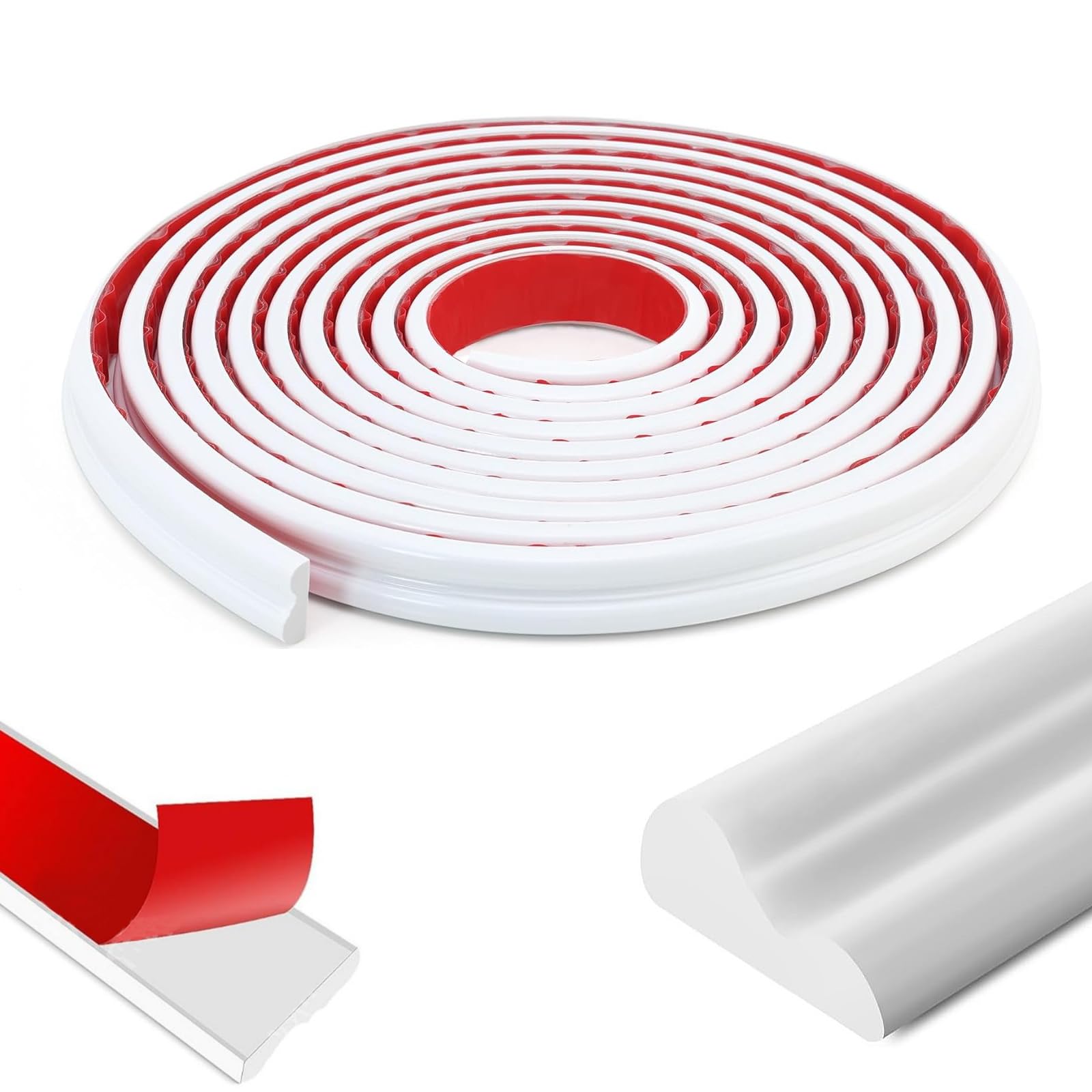 Inscrip Peel and Stick Wall Molding Trim & Flexible-3D Chair Rail, Self-Adhesive Panel Moulding, DIY Home Decor on Cabinet, Door, Mirror Frame, Wall Protection (White 6M x 2.2cm)