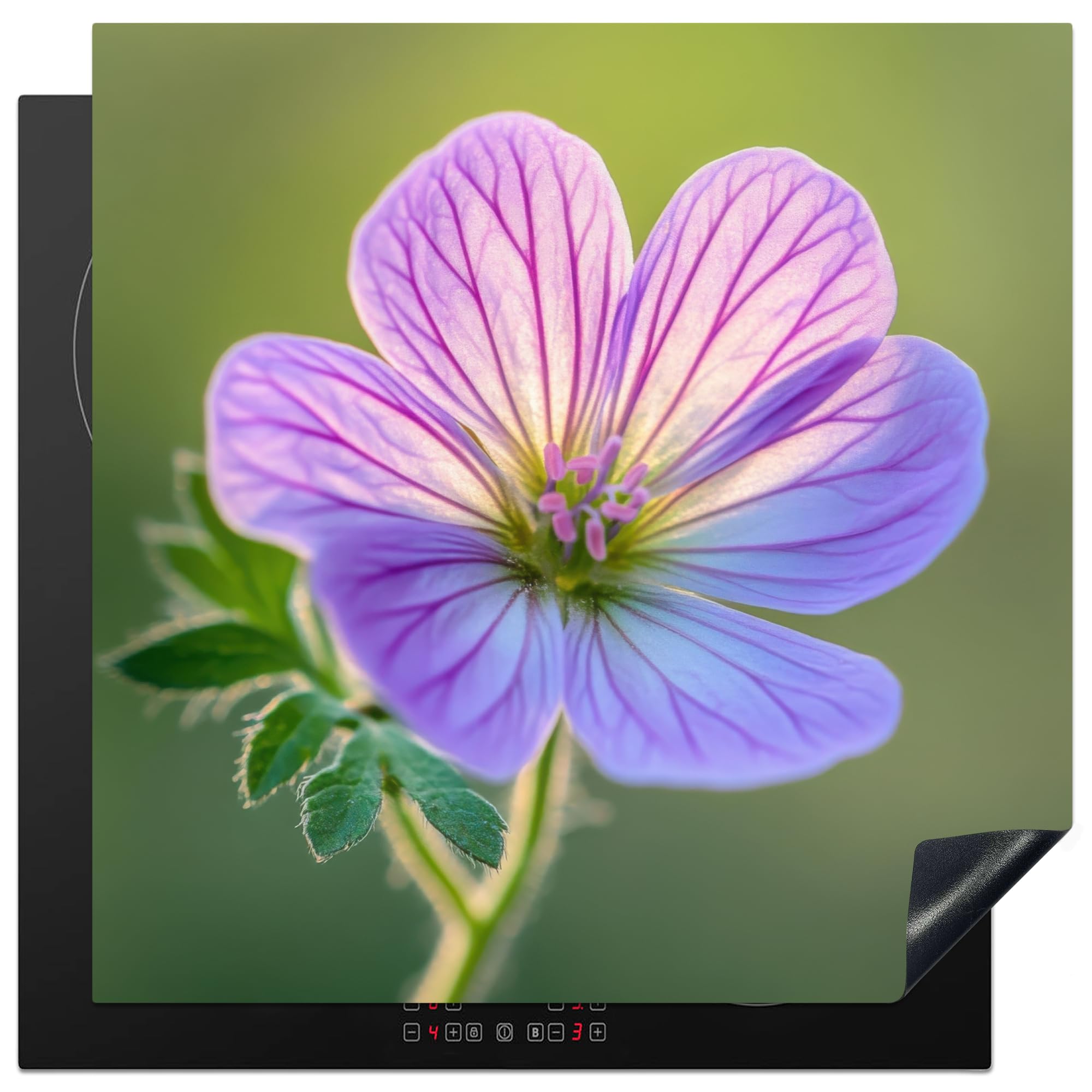 KitchenYeah© Induction Hob Protector Mat 30.7"x30.7" / 78x78 cm Stove Cap Top Cover Kitchen Cooker Covers for Electric Hobs Vinyl Flower - Close Up - Purple — image 1