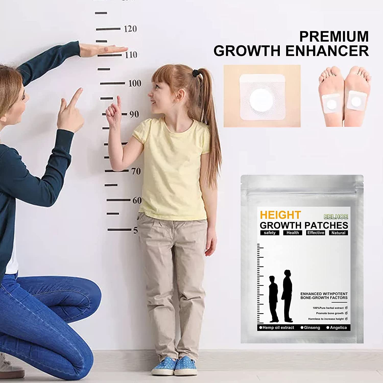 Heightenup Acupunture Slimulating Foot Patch,height Growth Foot Patch Bone Growth Foot Sticker,height Growth Patches for Adults Juvenile