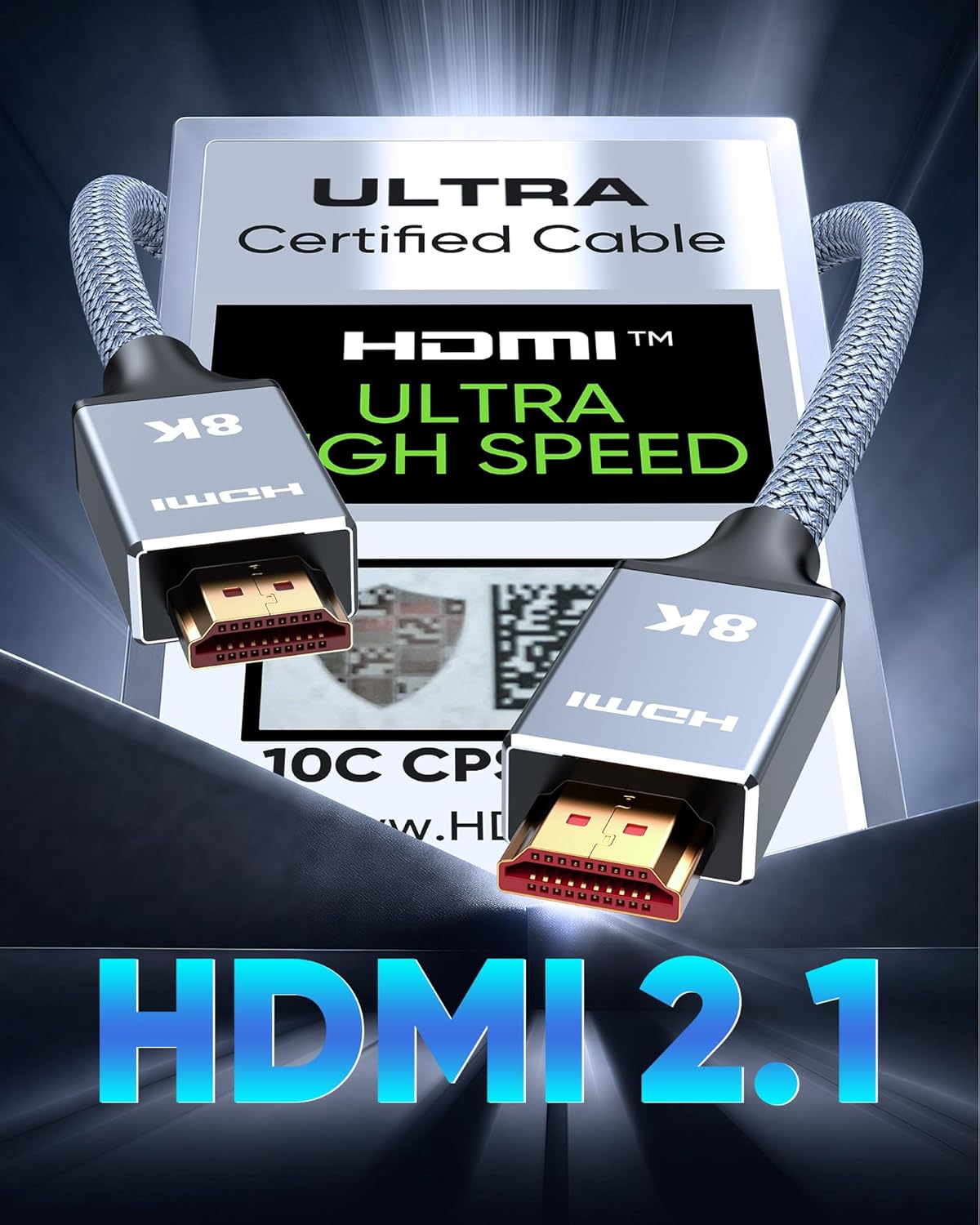 Capshi 5ft 8K 4K@120Hz HDMI 2.1 Cable Certified, 48Gbps High Speed Cord for PS5/4, TV, Gaming Console, Monitor, 8K@60Hz, 2K@240Hz, 144Hz, Support HDR, eARC, DTS:X, HDCP 2.2 & 2.3, Braided, Grey 3 71gSt88dZQL. AC SL1500