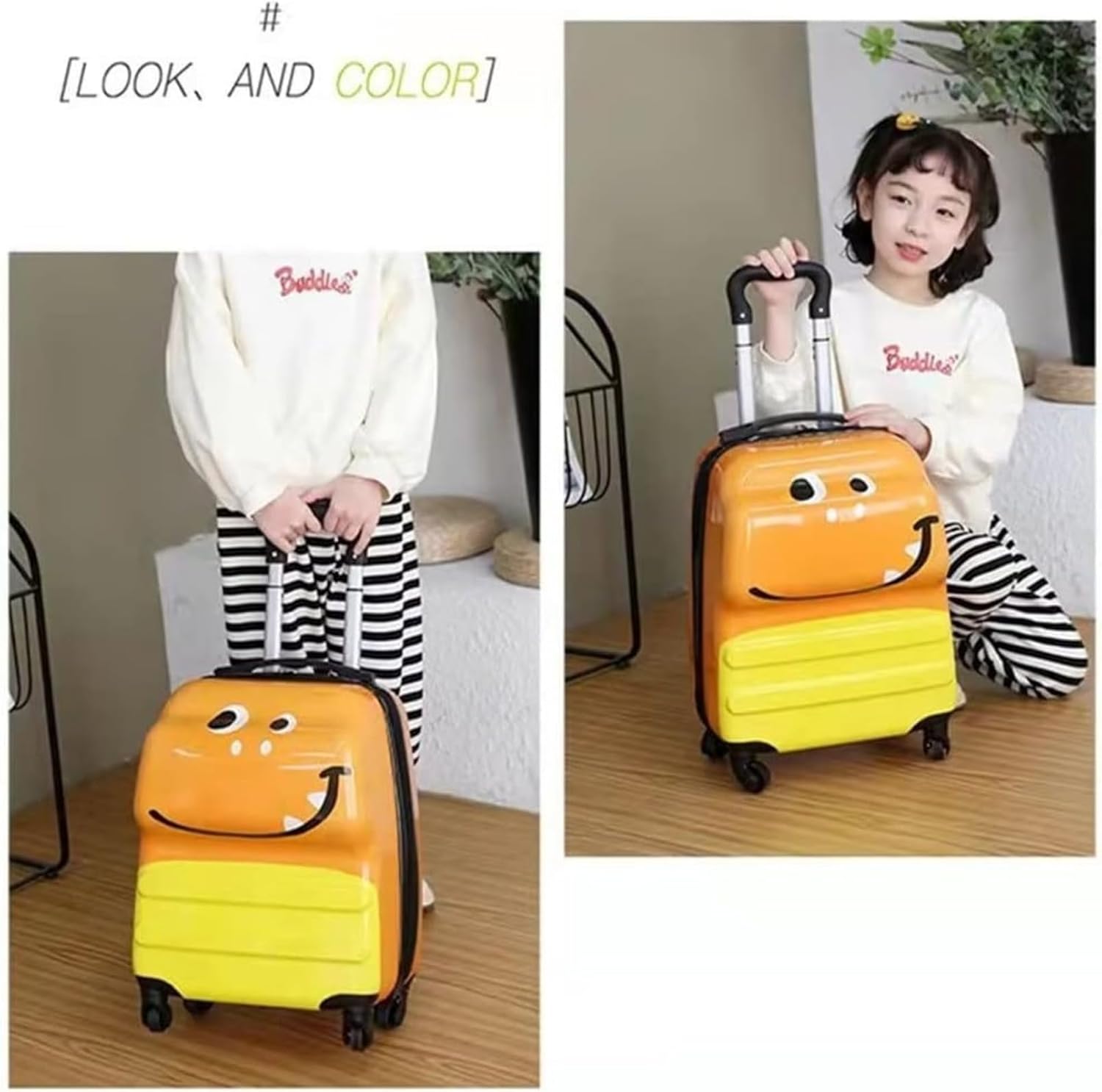 [HACYURI] 子供用超軽量スーツケース キッズキャリーケース 女の子 男の子対応 アニマルパターン 機内持込可 旅行 通学 遠