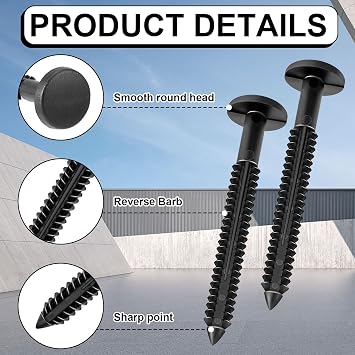 Blulu 60 Pcs 3 Inch Vinyl Shutter Fastener Window Panel Peg Lok Pin Pegs Screws Shutter Spikes Anchor (Black)