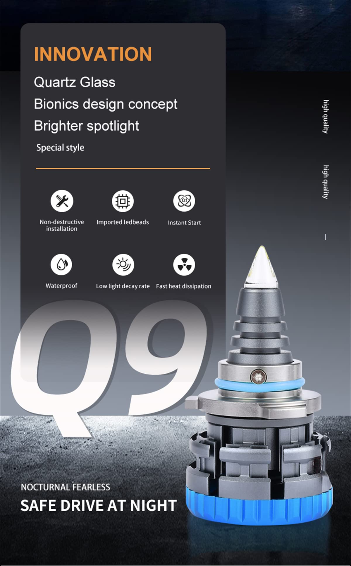 Lampadine Per Fari A LED, Fari A LED Luminosi Da 110 W 10000 Lumen, Kit Di Conversione Per Fari A LED Bianco Freddo 6000 K IP68 Impermeabili, Installazione Rapida, Confezione Da 2,H7