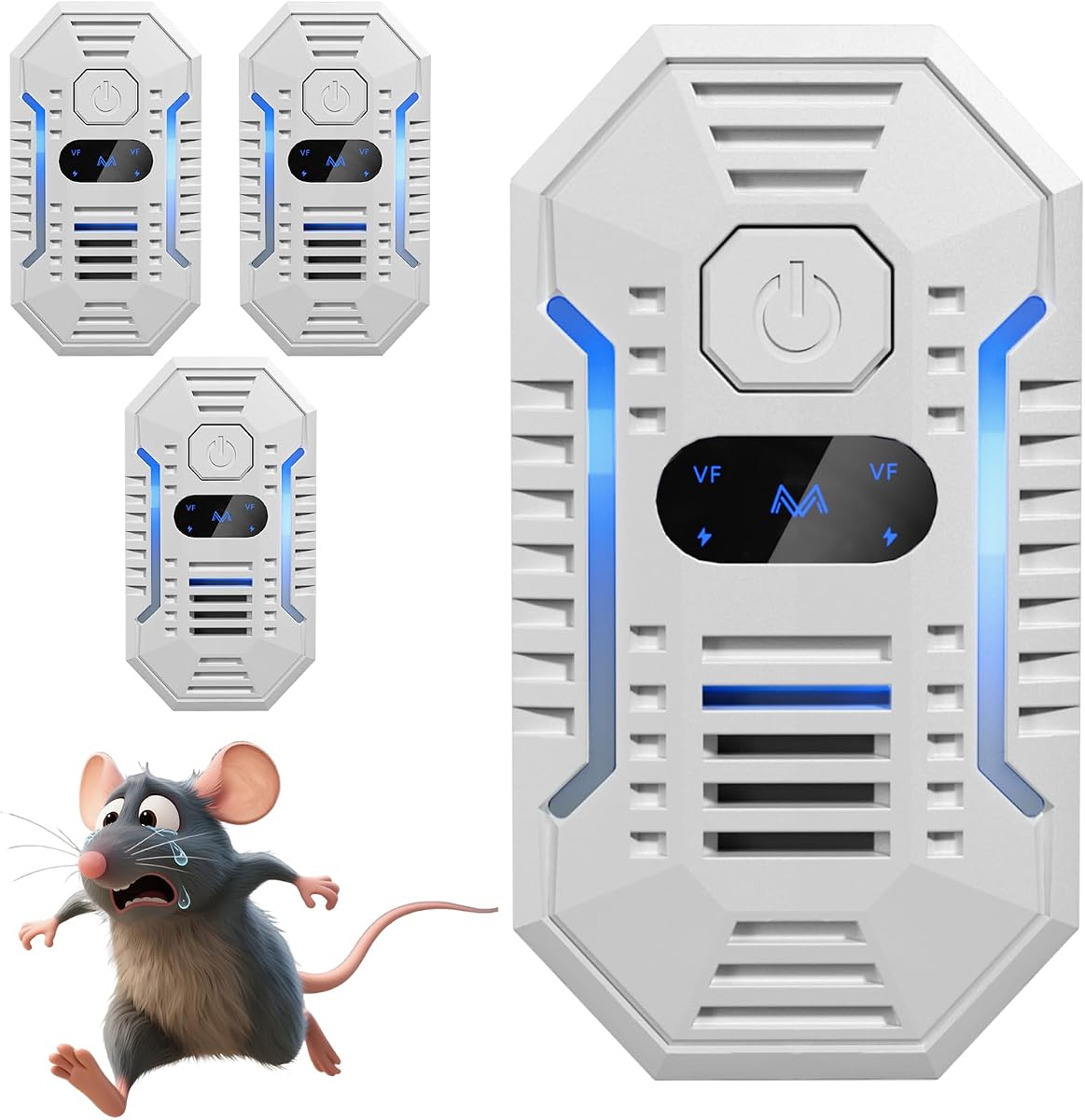 2026 Upgrade Ultrasonic Pest Repeller, 4 Pack Plug-in Electronic Mouse Deterrent with Smart Frequency, Safe & Quiet Indoor Rodent Repellent for Mice, Rats, Roaches, Ants, Spiders, Mosquitoes & Bugs