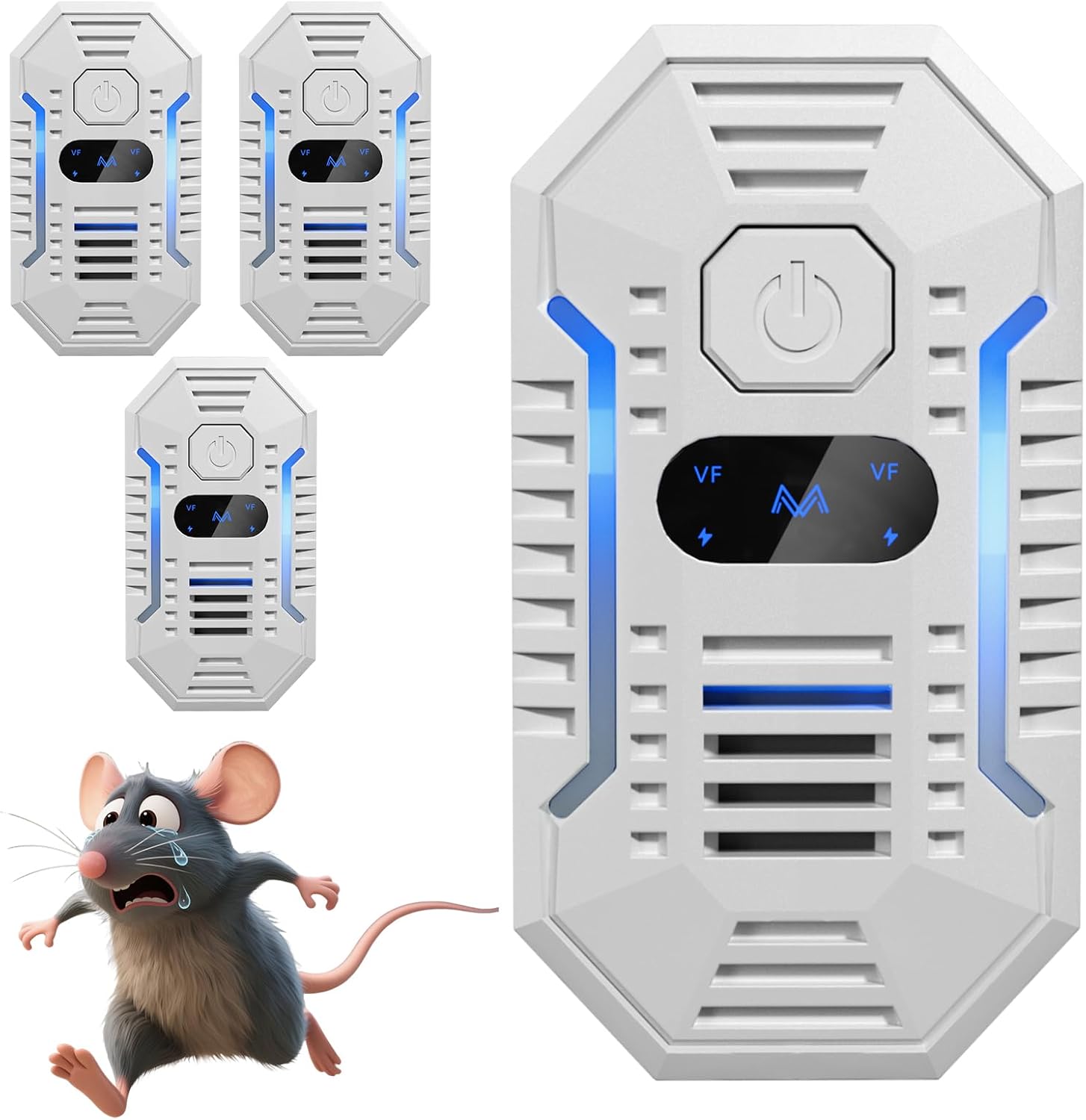 2026 Upgrade Ultrasonic Pest Repeller, 4 Pack Plug-in Electronic Mouse Deterrent with Smart Frequency, Safe & Quiet Indoor Rodent Repellent for Mice, Rats, Roaches, Ants, Spiders, Mosquitoes & Bugs