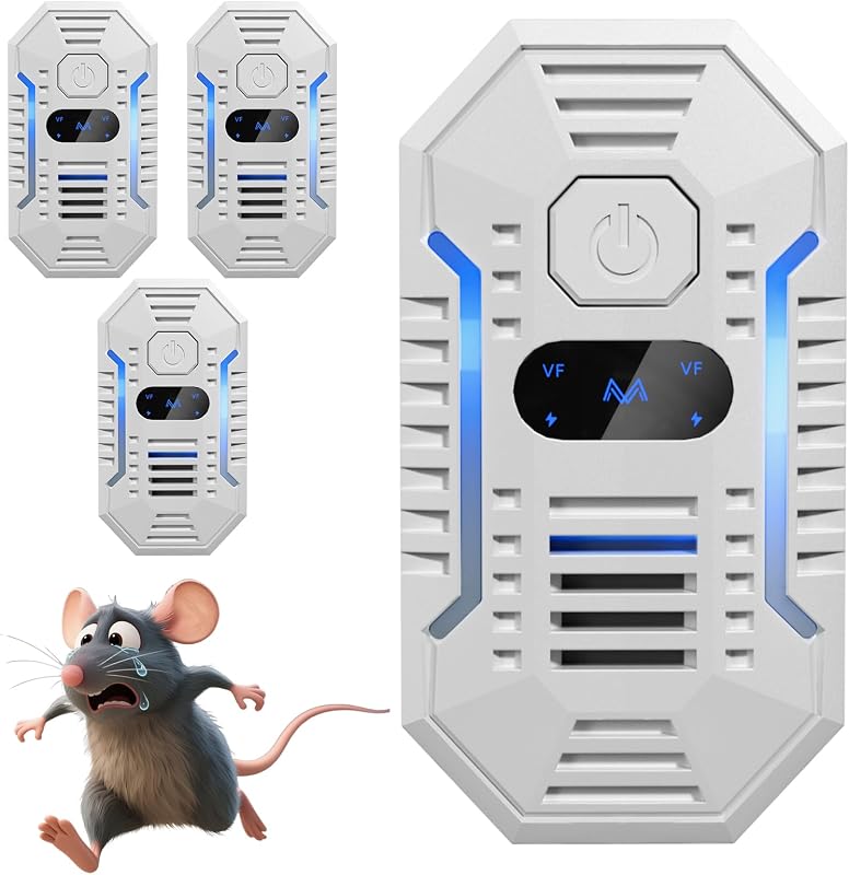 2026 Upgrade Ultrasonic Pest Repeller, 4 Pack Plug-in Electronic Mouse Deterrent with Smart Frequency, Safe & Quiet Indoor Rodent Repellent for Mice, Rats, Roaches, Ants, Spiders, Mosquitoes & Bugs